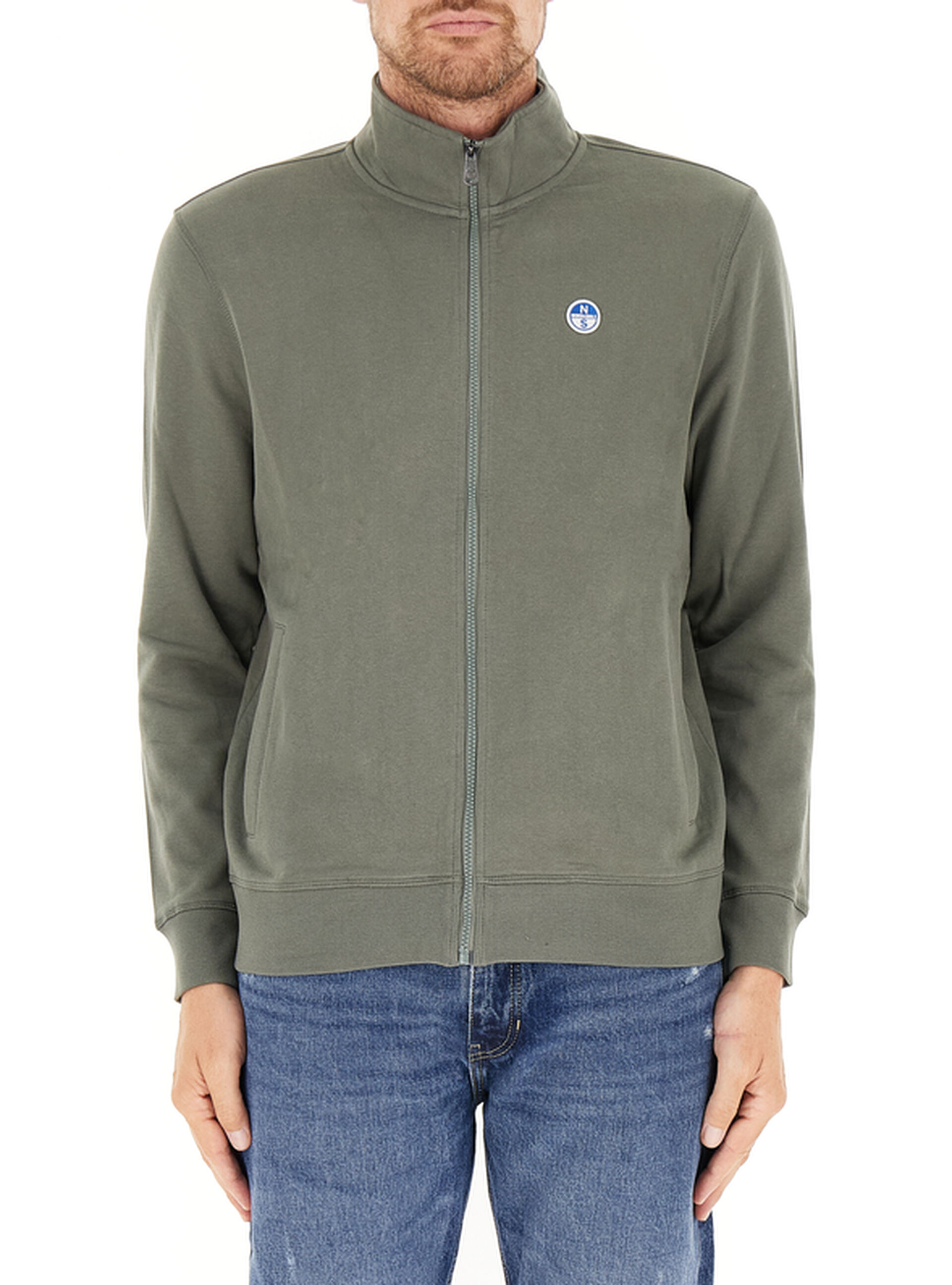 Felpa con zip GRIGIO TÉ VERDE