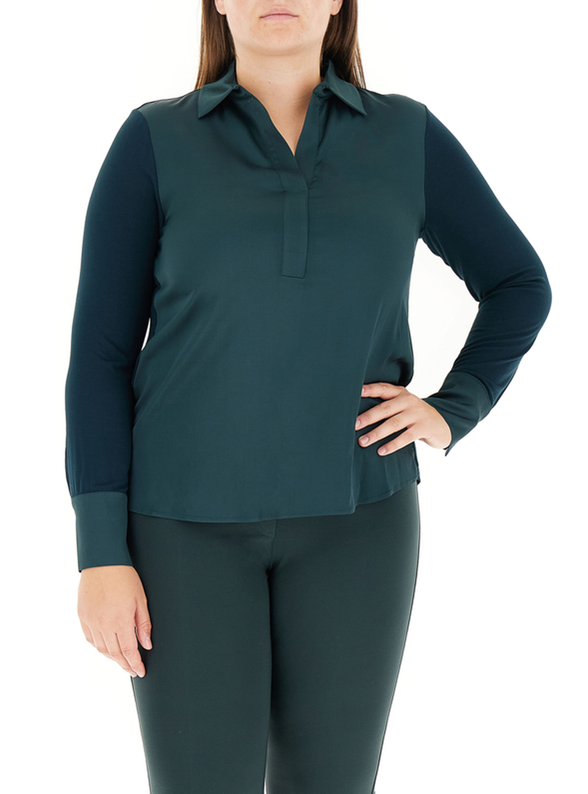 Blusa con colletto PETROLIO