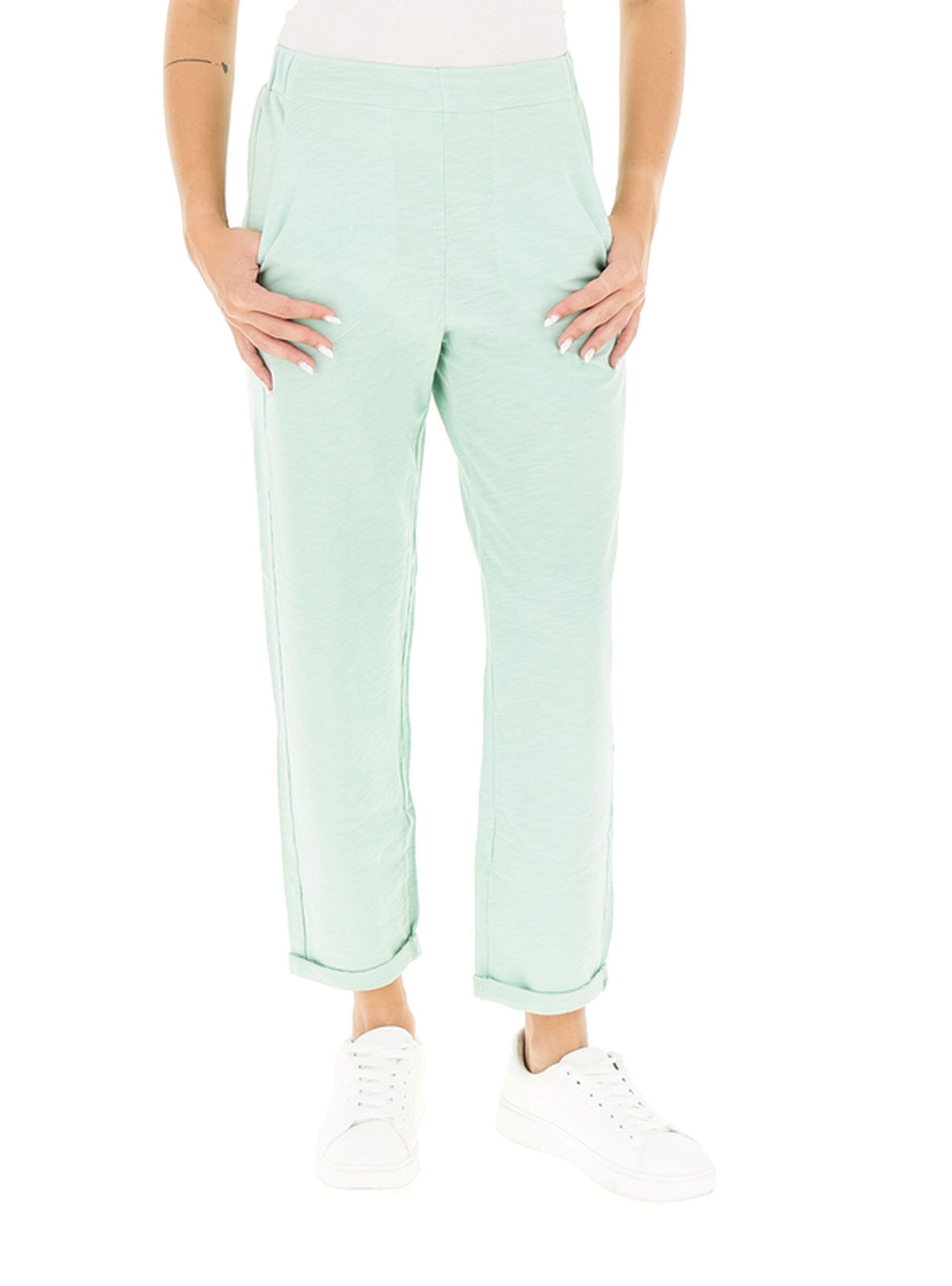 Pantalone in cotone VERDE MENTA