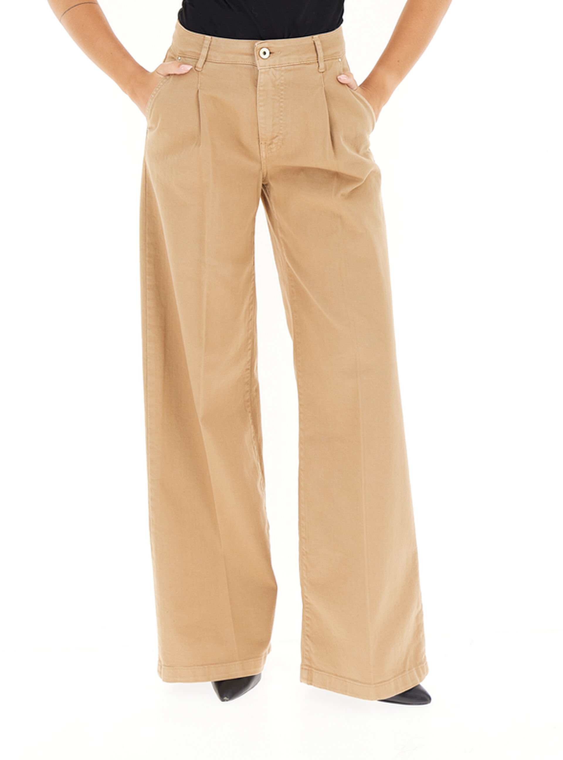 KOCCA Pantalone wide leg CAMMELLO