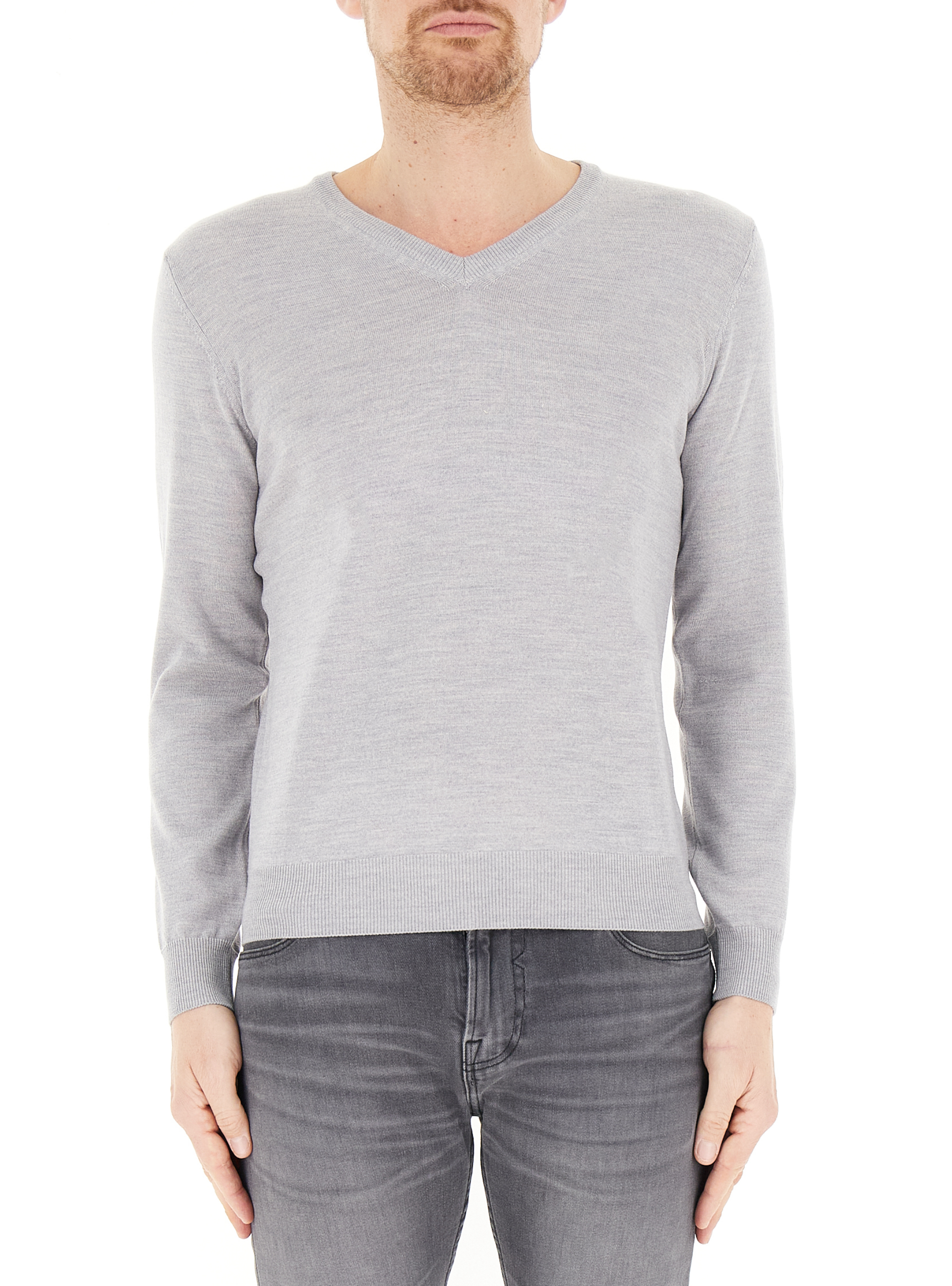 Maglione lana merino extrafine GRIGIO CHIARO S