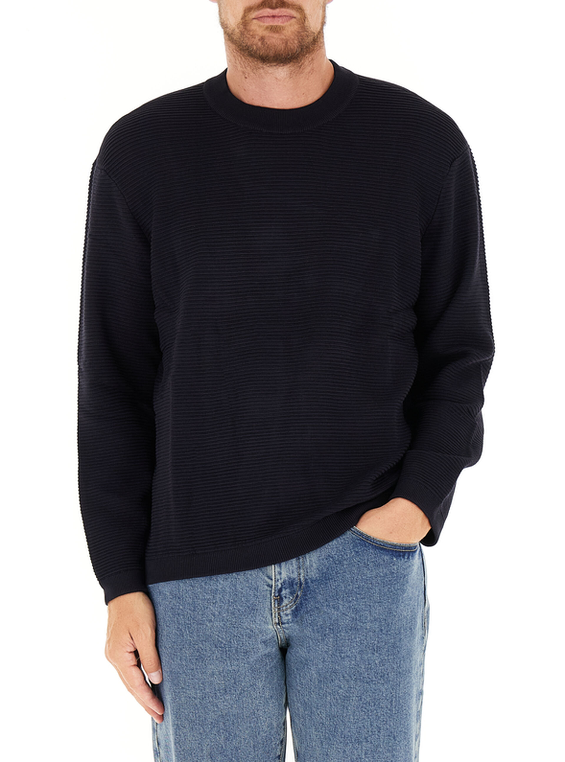 Maglione a costine BLU NOTTE M