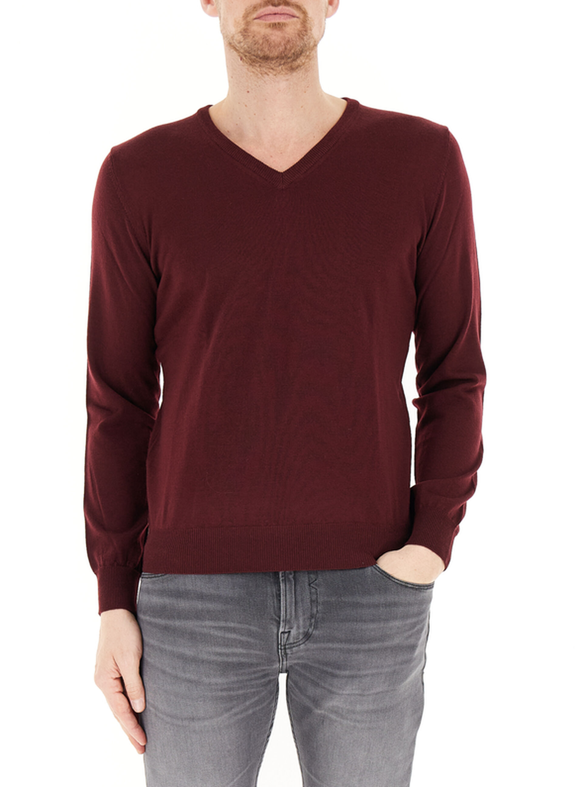Maglione lana merino extrafine BORDEAUX S