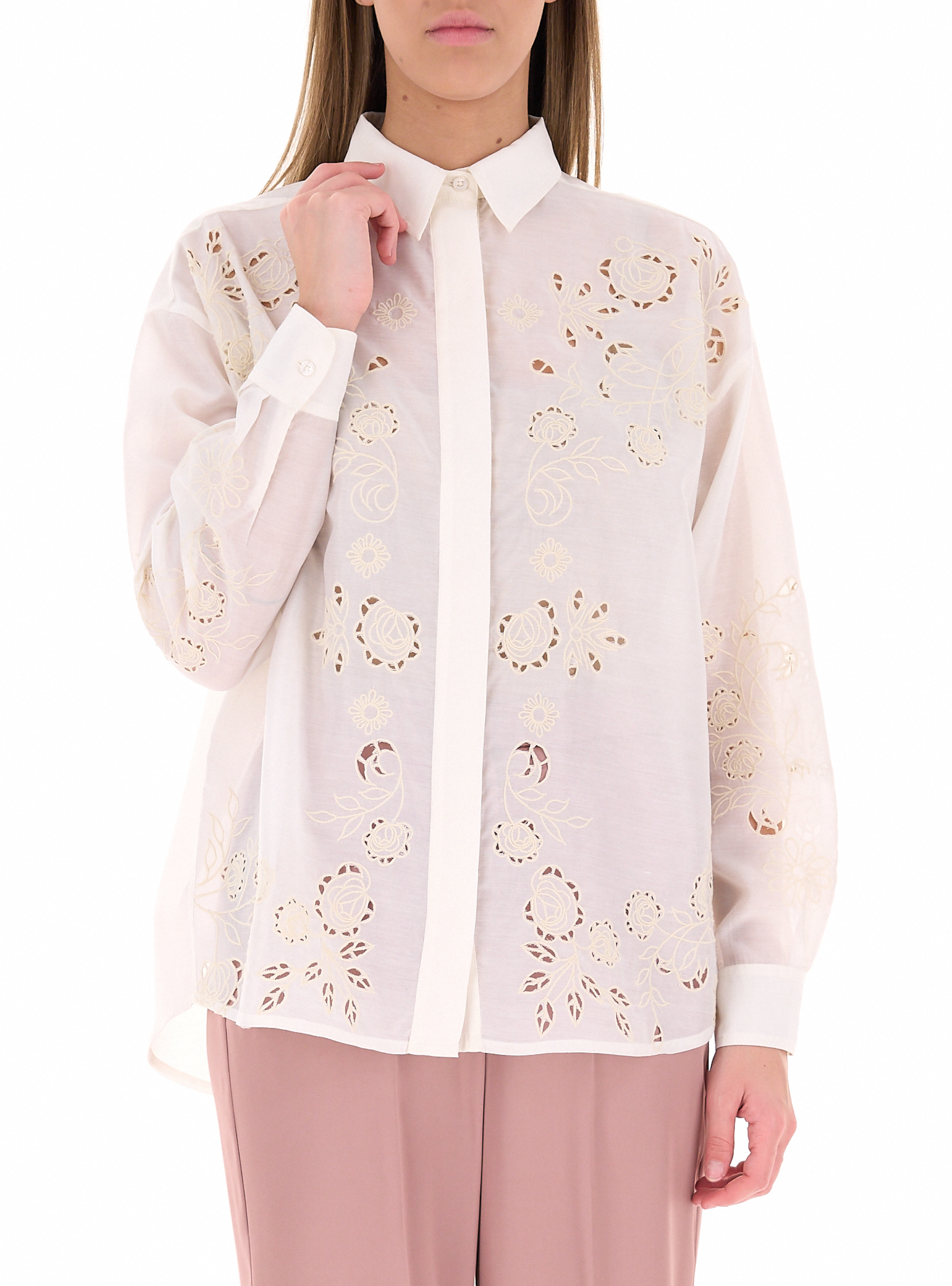 I BLUES Camicia con ricami PANNA