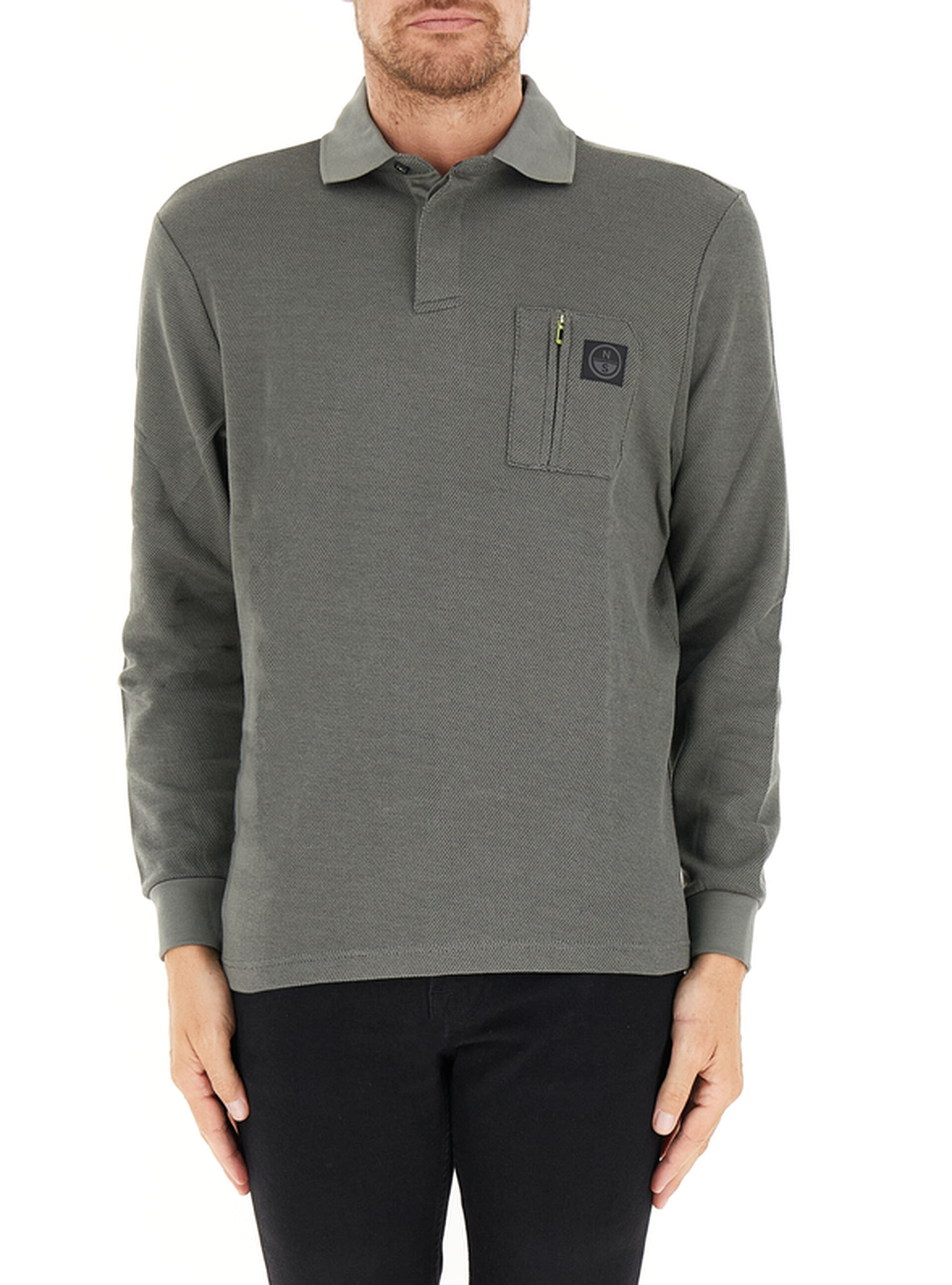 Polo maniche lunghe VERDE SCURO