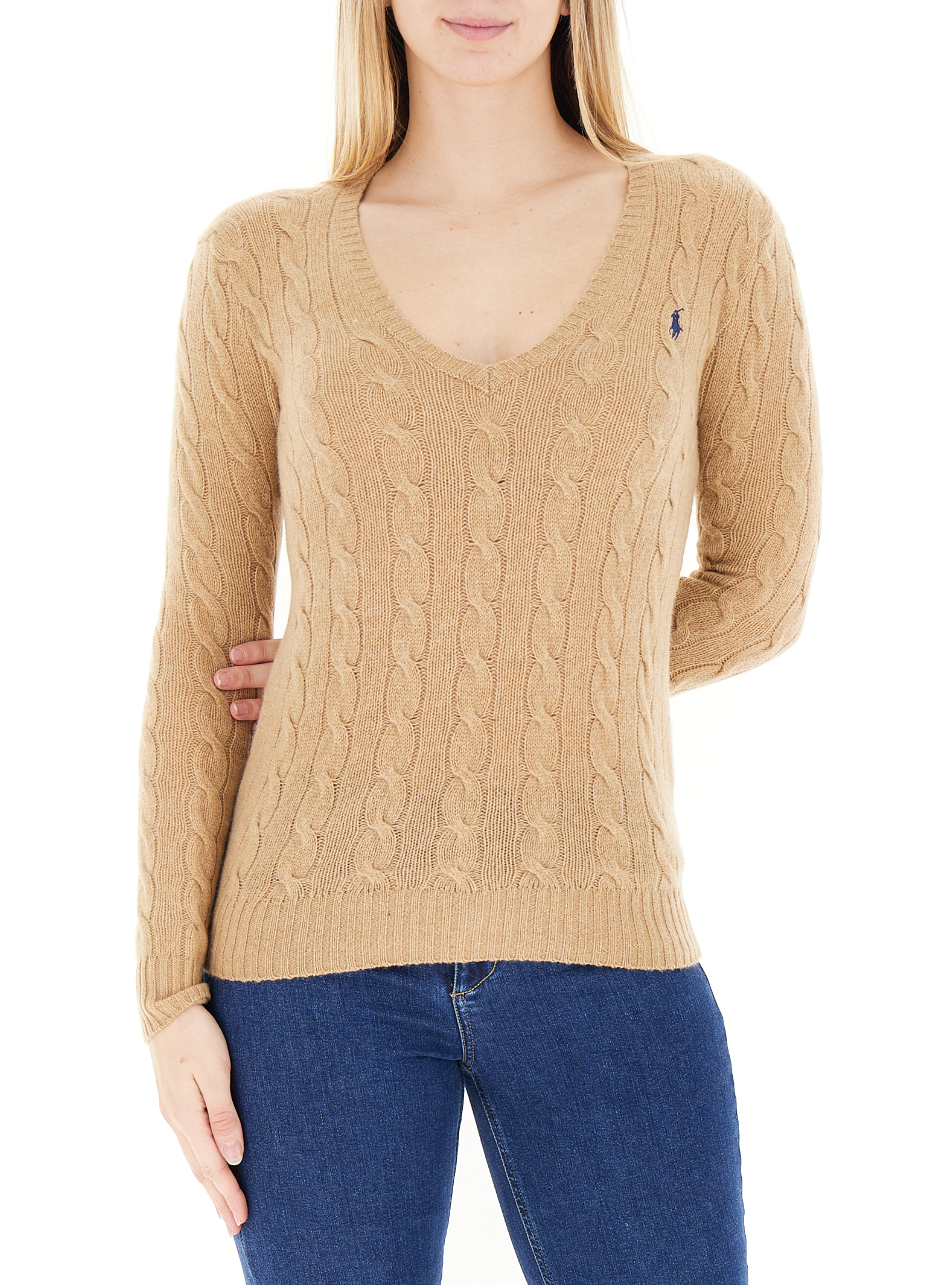 Maglione a trecce CAMMELLO L