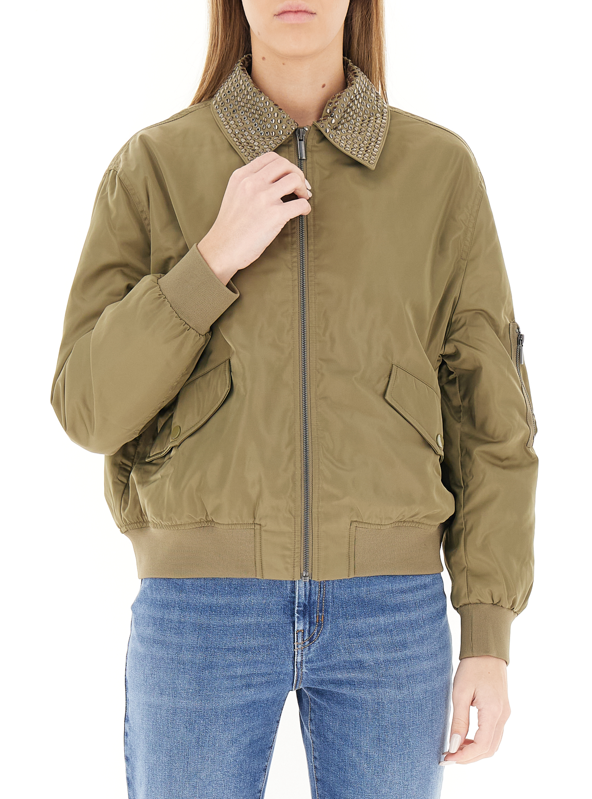 Bomber imbottito con zip VERDE OLIVA