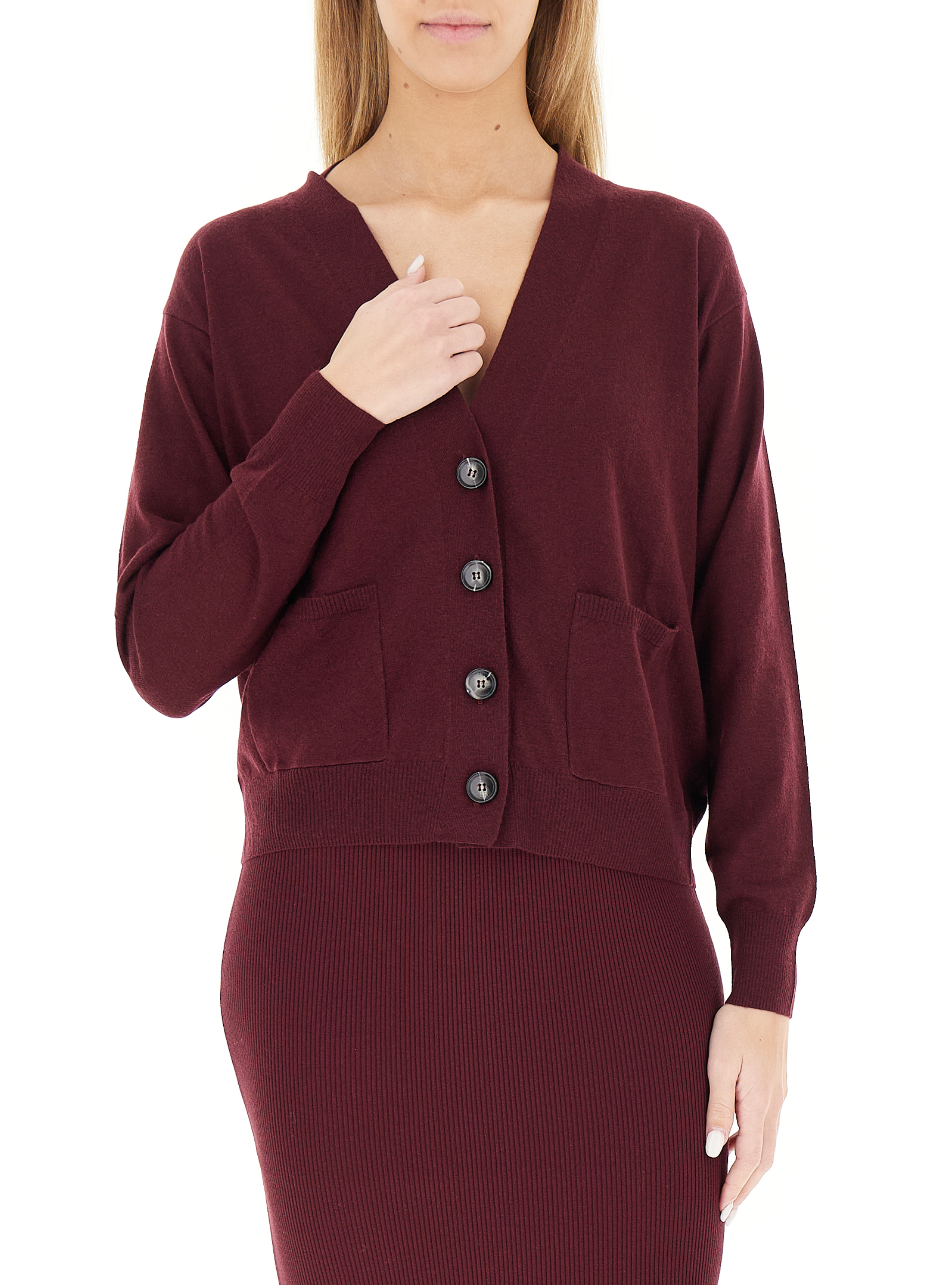 Cardigan scollo V BORDEAUX S