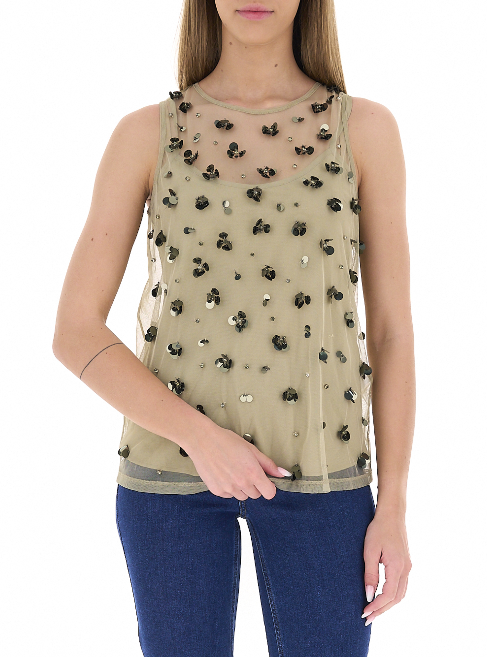 Top con inserti LIU JEANS VERDE
