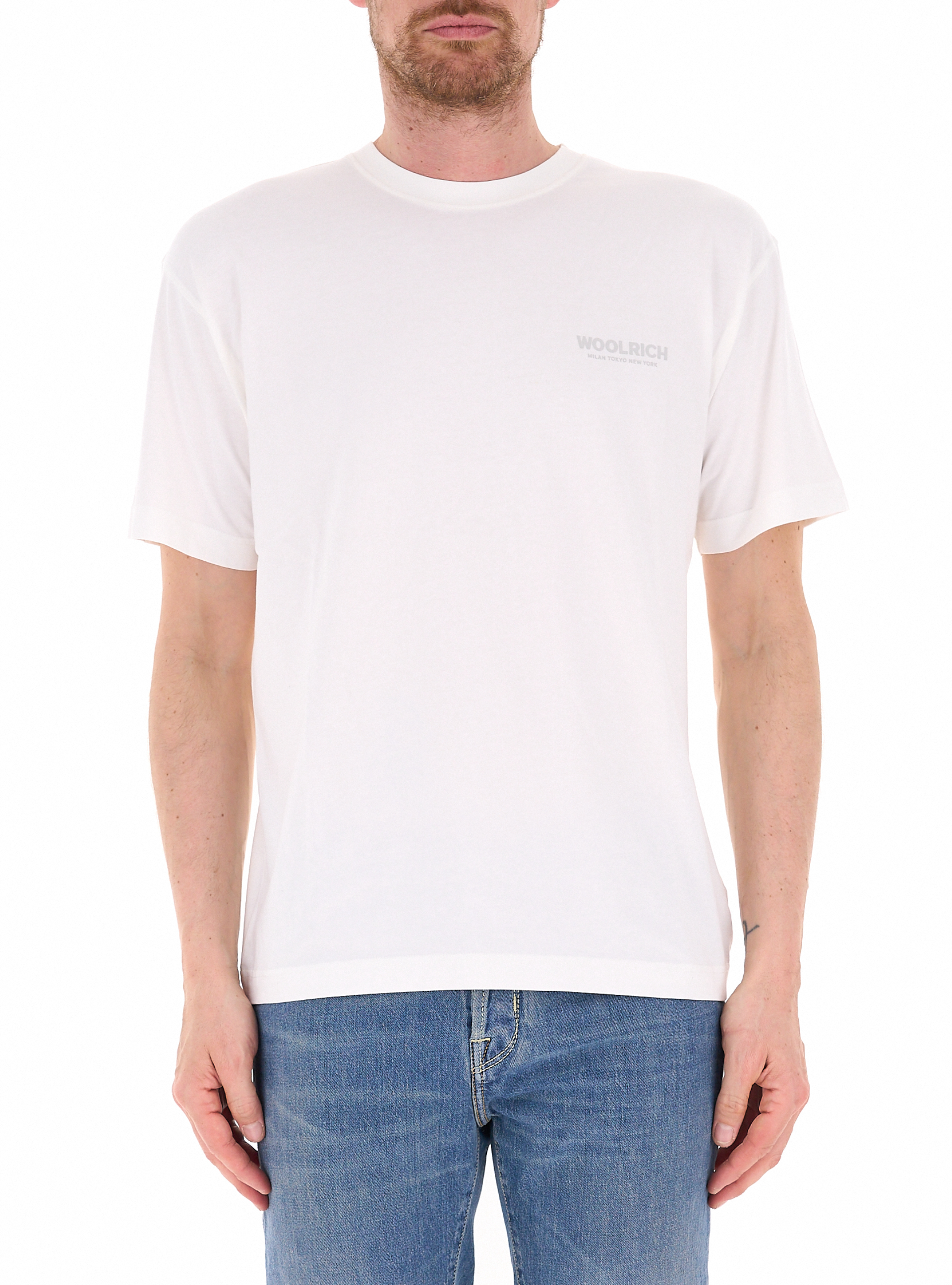 WOOLRICH T-shirt girocollo PANNA