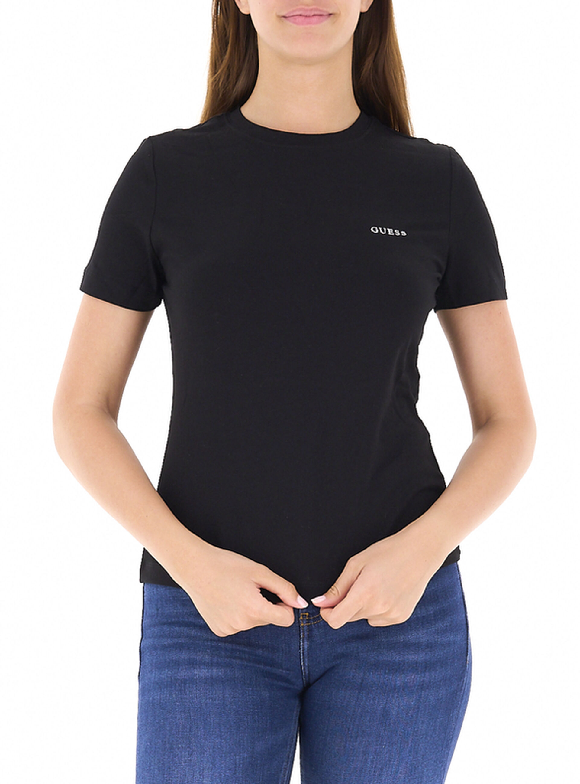 Guess T-shirt misto modal NERO S