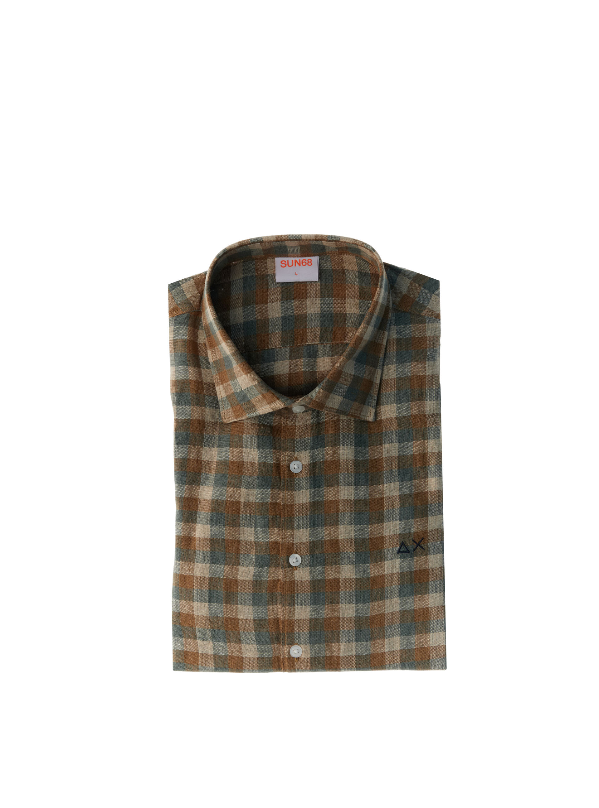 SUN68 Camicia in lino MARRONE S