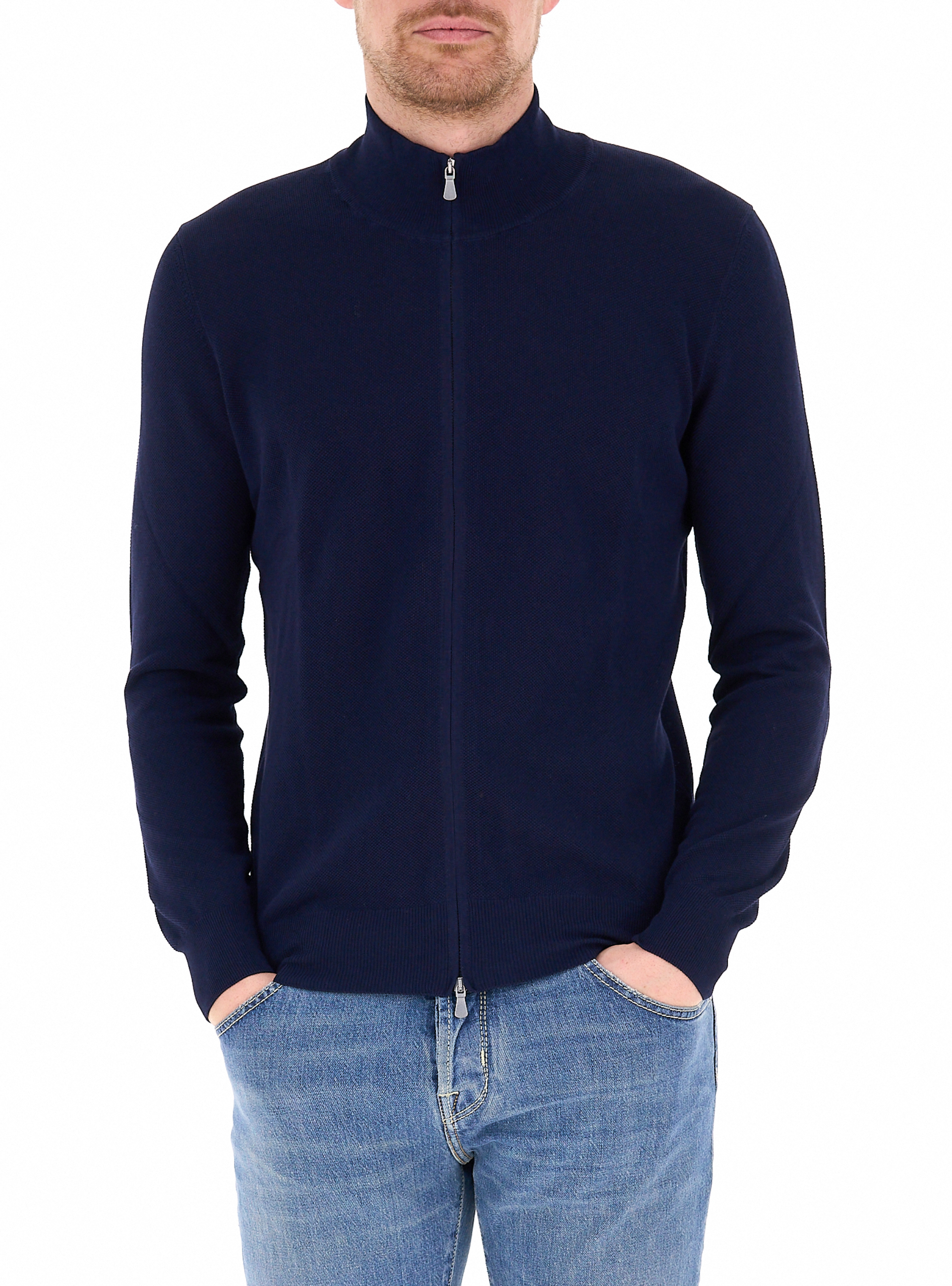 Cardigan con zip BLU NAVY