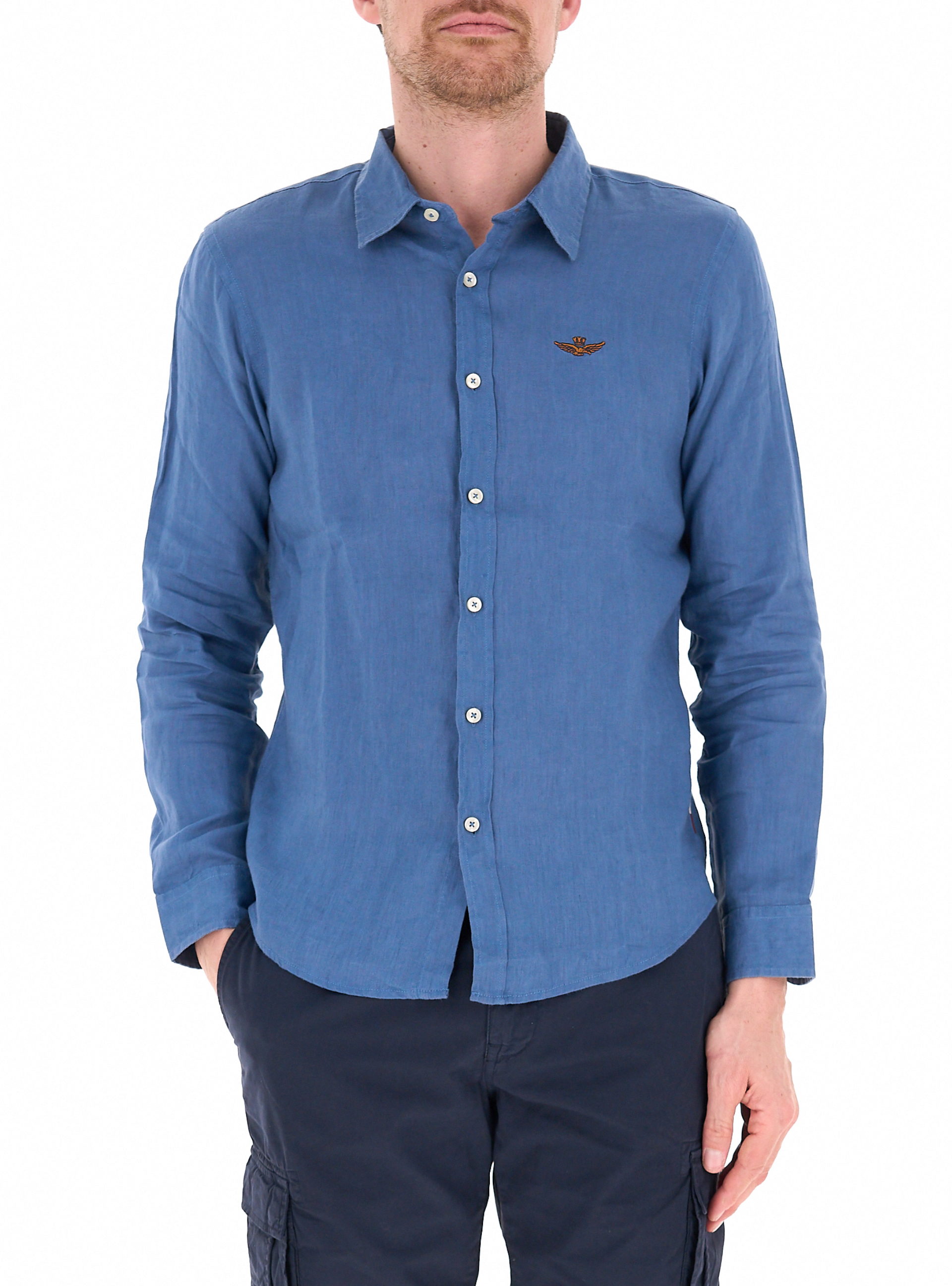Camicia in lino AZZURRO OXFORD L