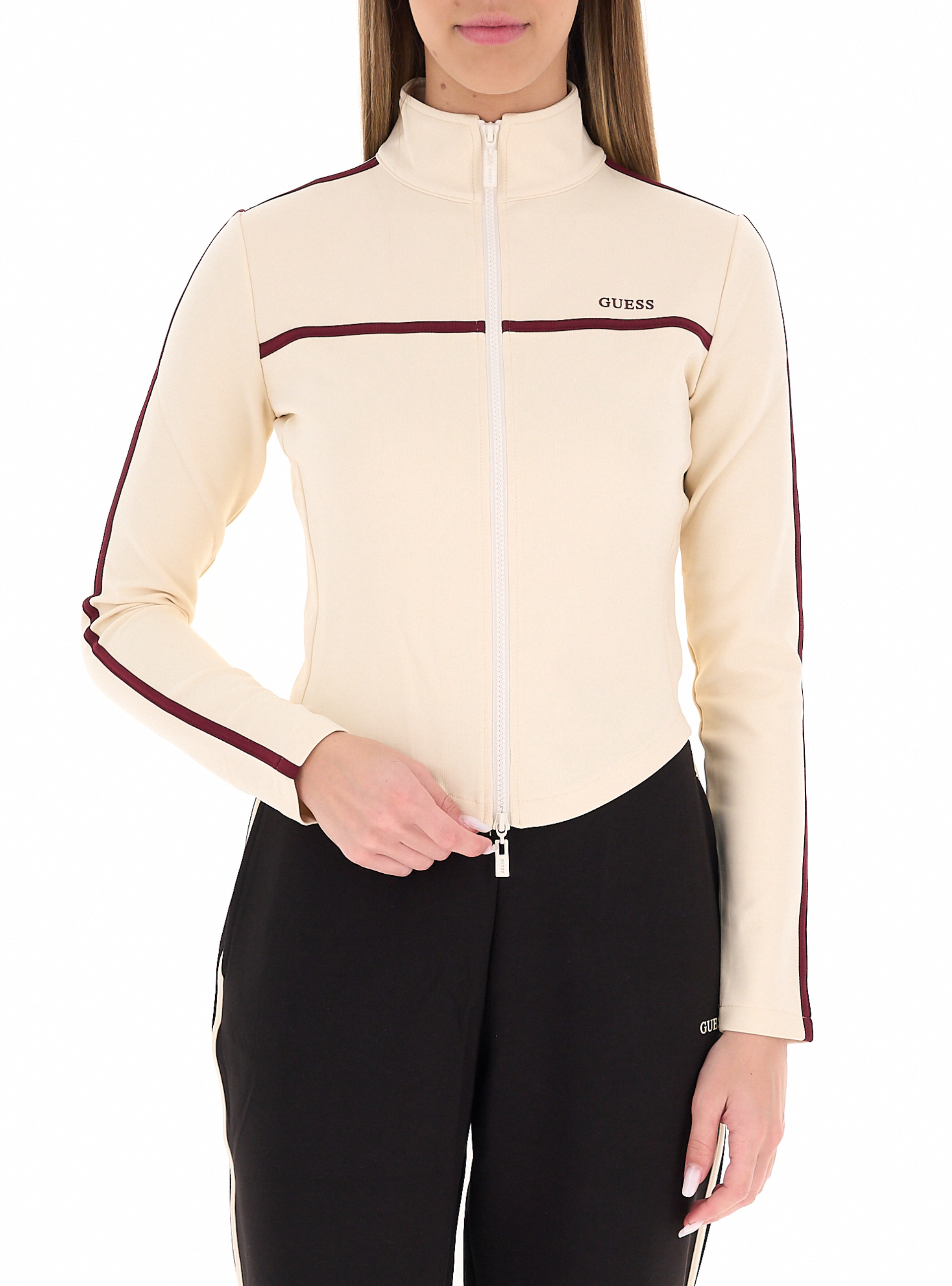 Guess Felpa con zip CREMA L