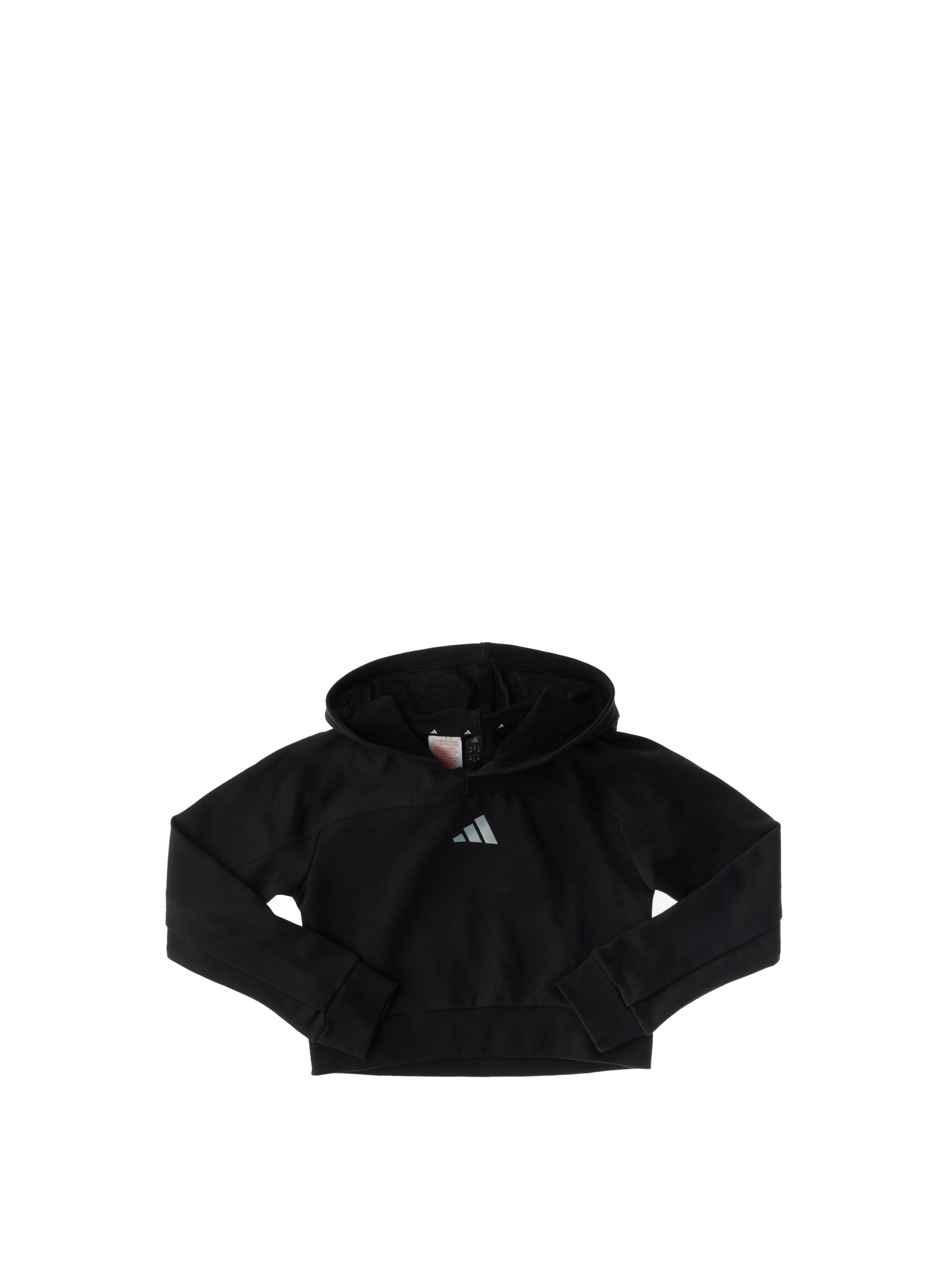 Felpa cropped con cappuccio NERO