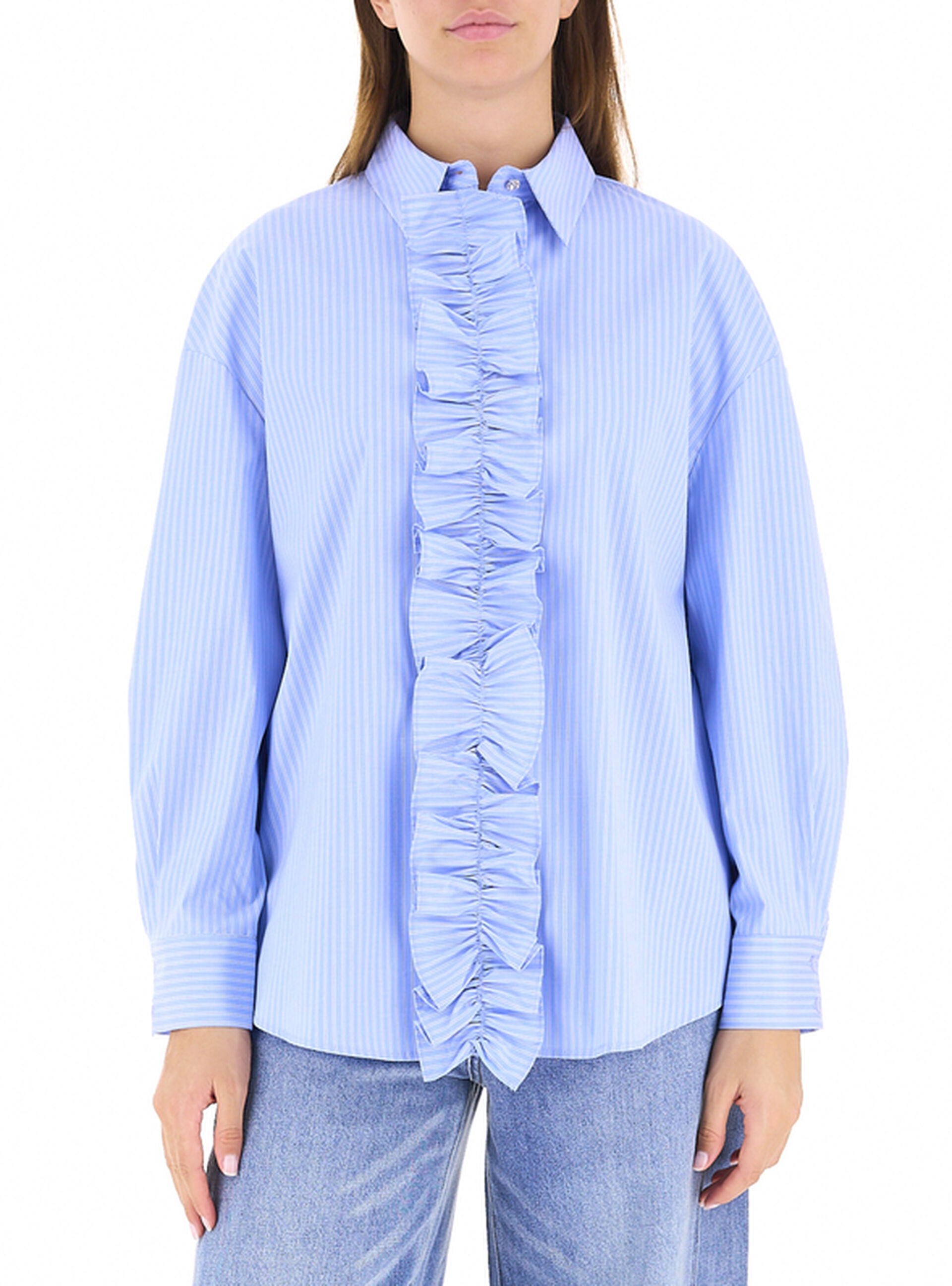 Camicia con volants AZZURRO OXFORD 50