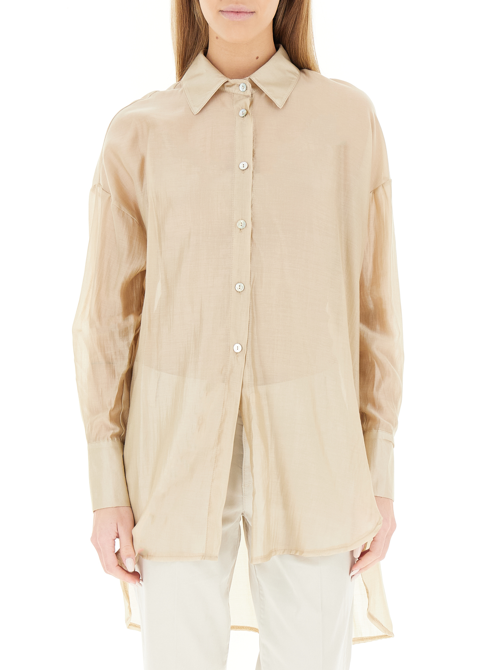 Camicia misto lyocell BEIGE