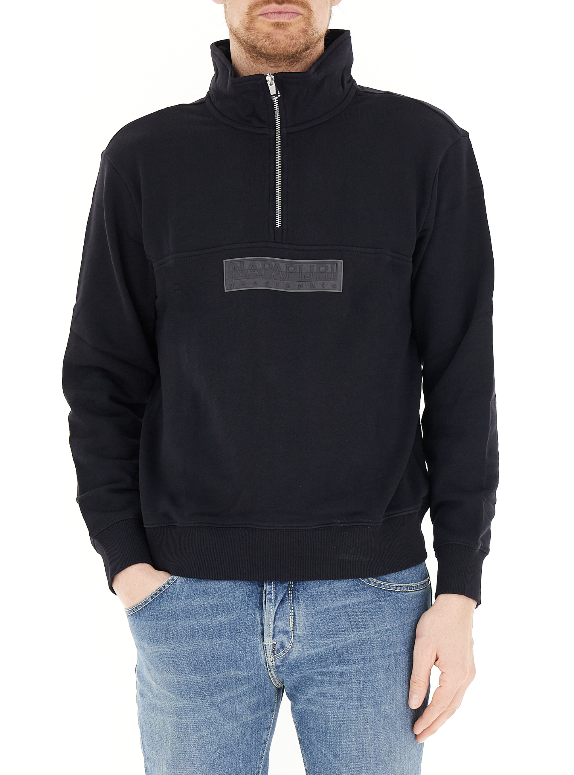 Napapijri Felpa mezza zip NERO