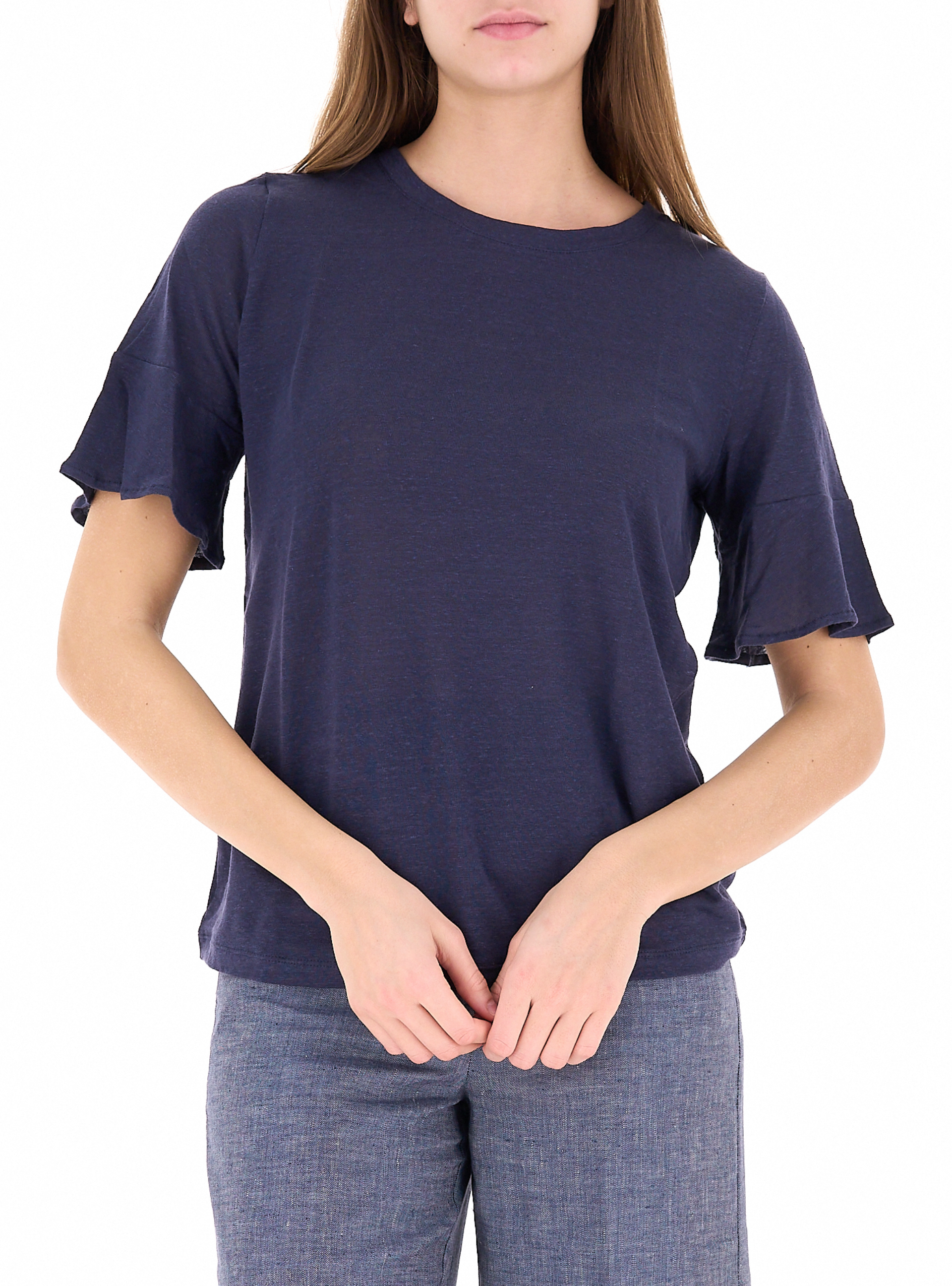 T-shirt in lino BLU NAVY