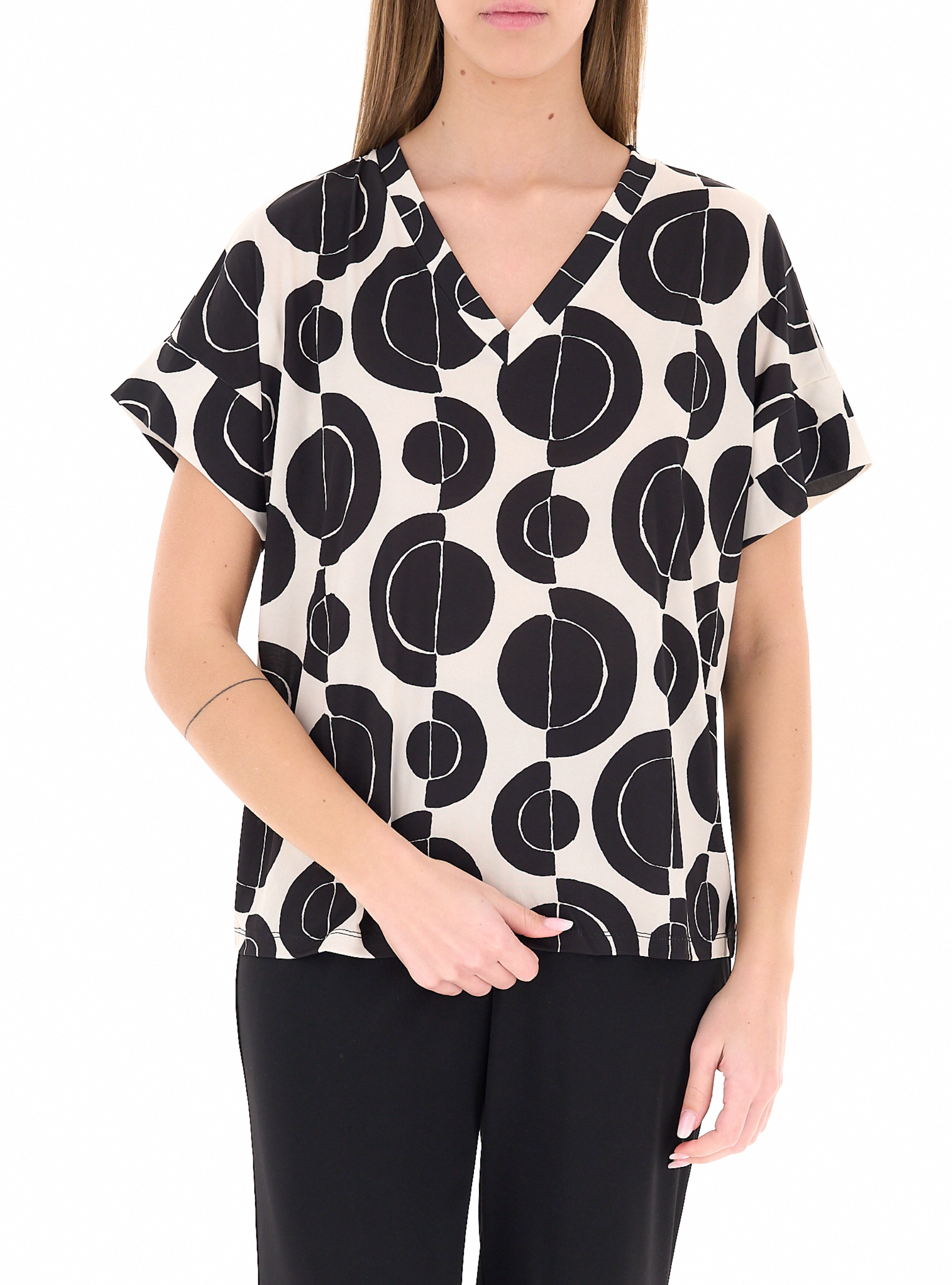 Blusa scollo a V NERO L