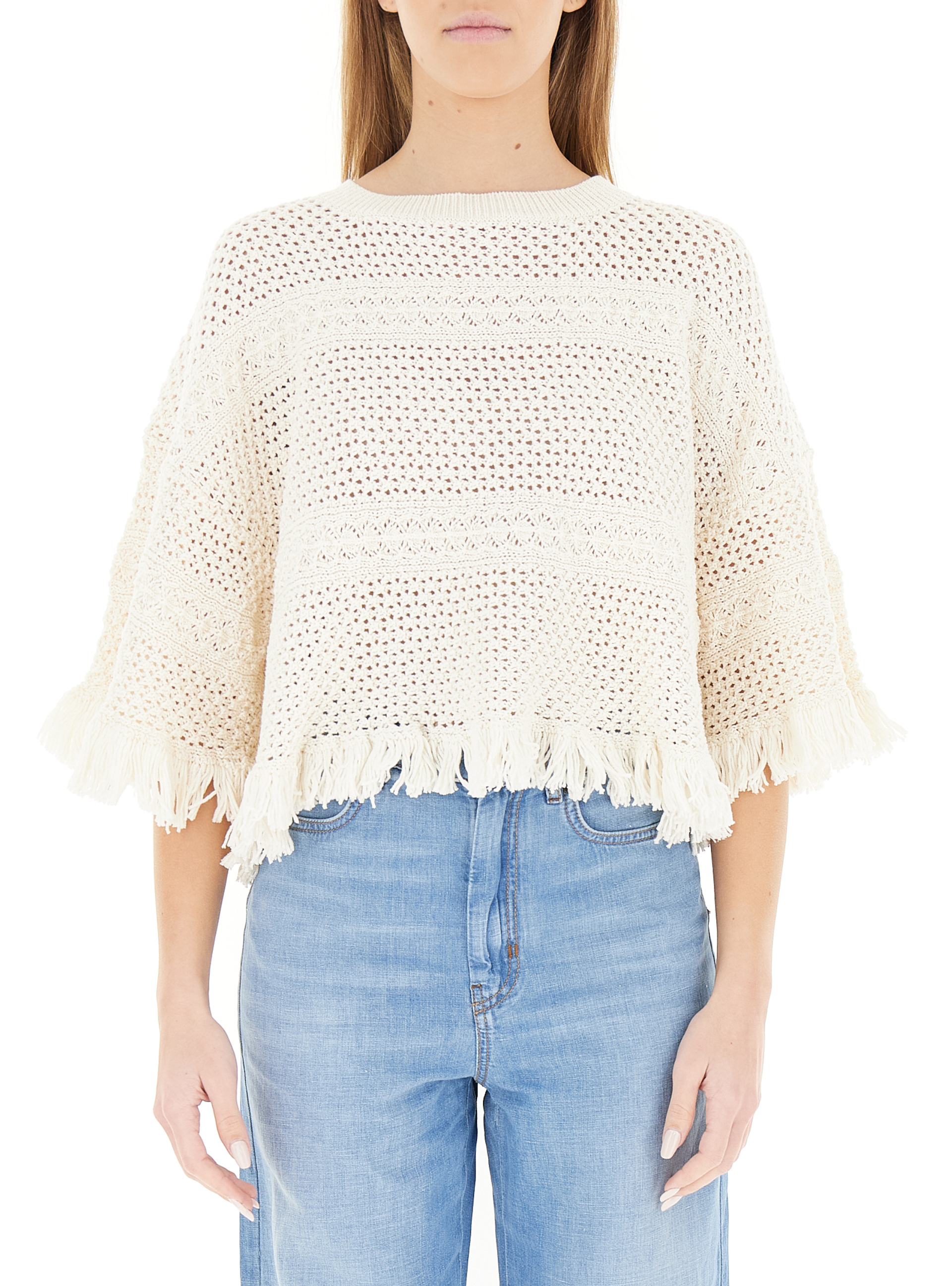 Maglia cropped frange BURRO