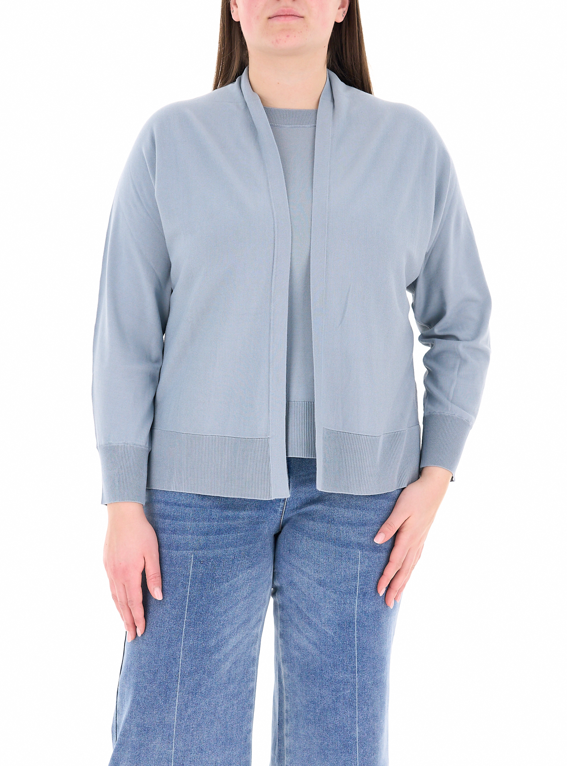 Cardigan aperto AZZURRO POLVERE 01