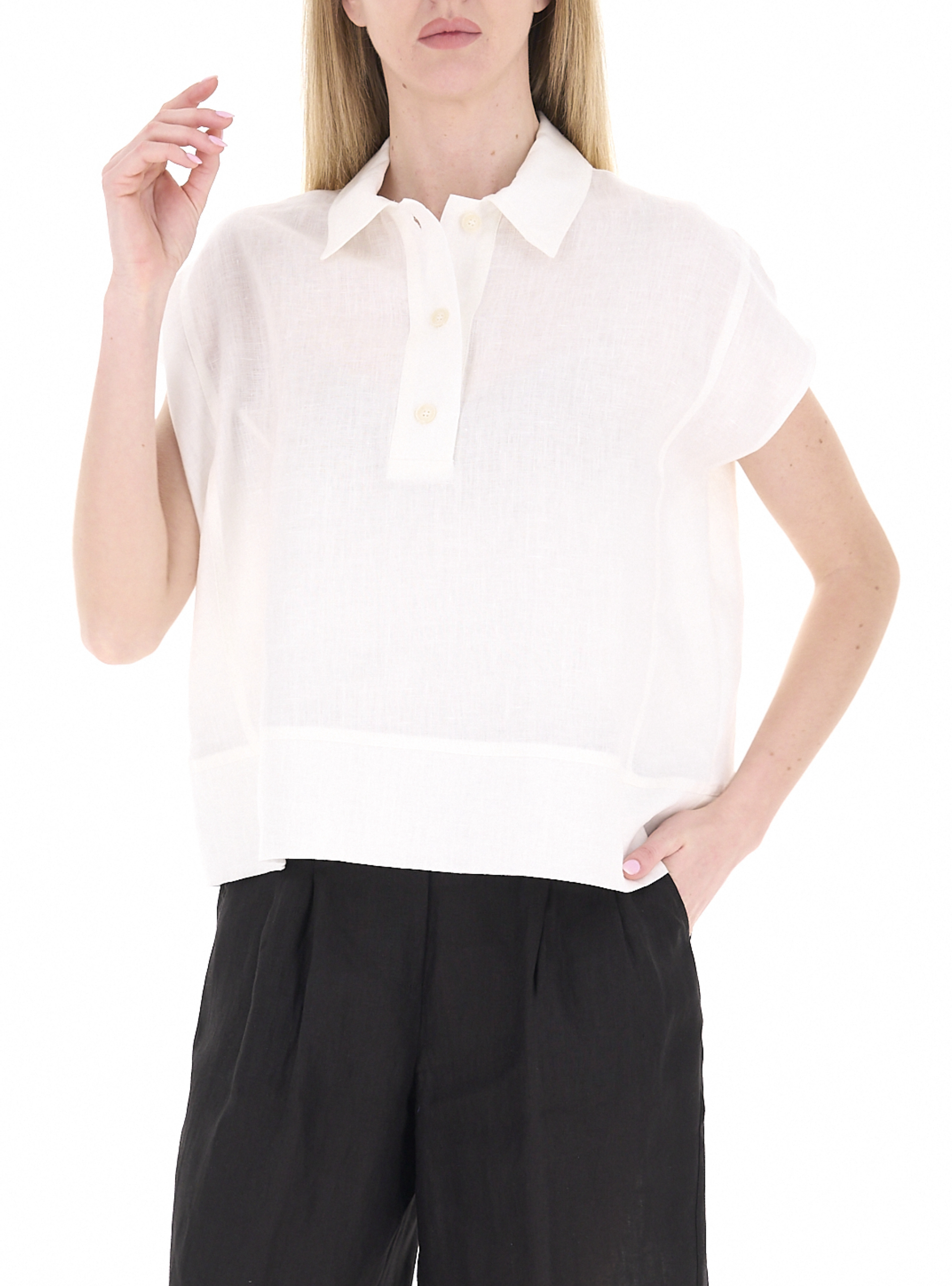 LINKS Blusa in lino PANNA