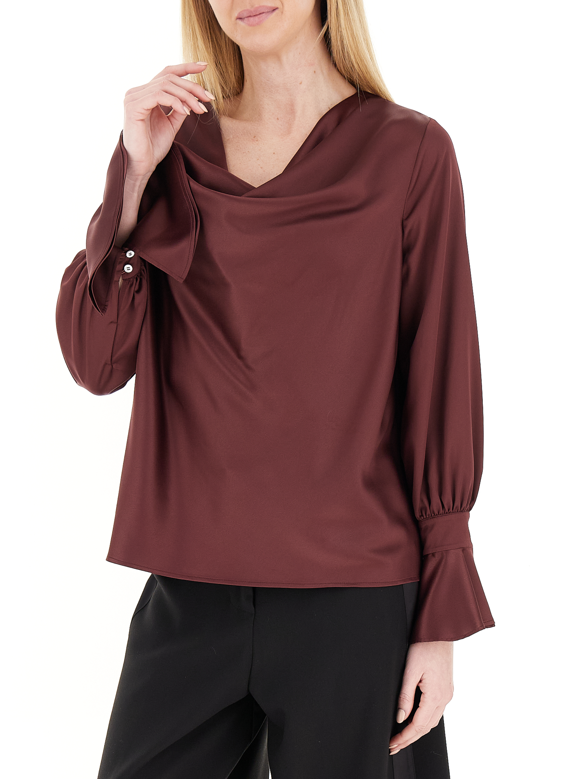 Blusa con drappeggio BORDEAUX
