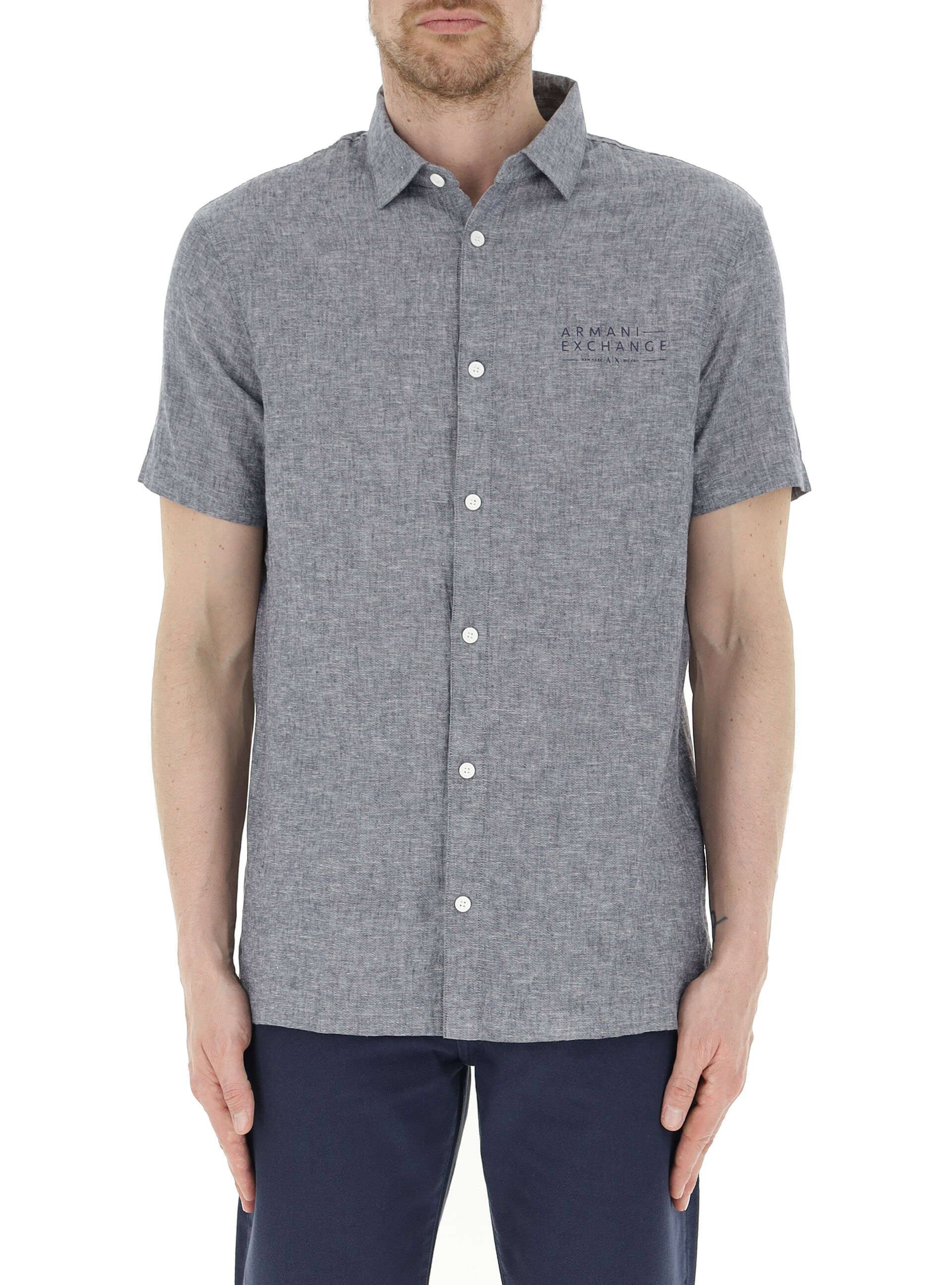 Camicia lino-cotone GRIGIO S