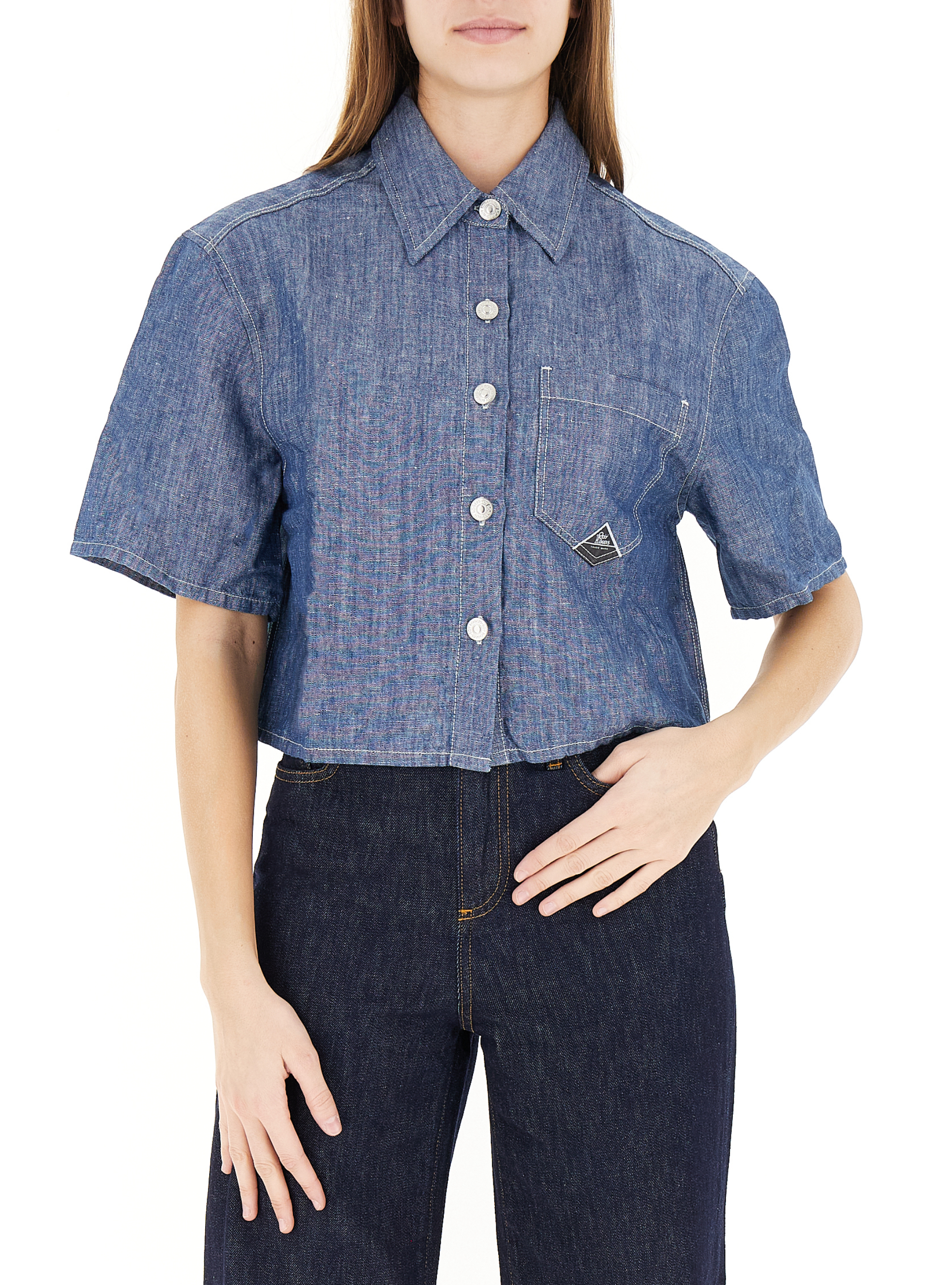 Camicia misto lino BLU CHIARO S