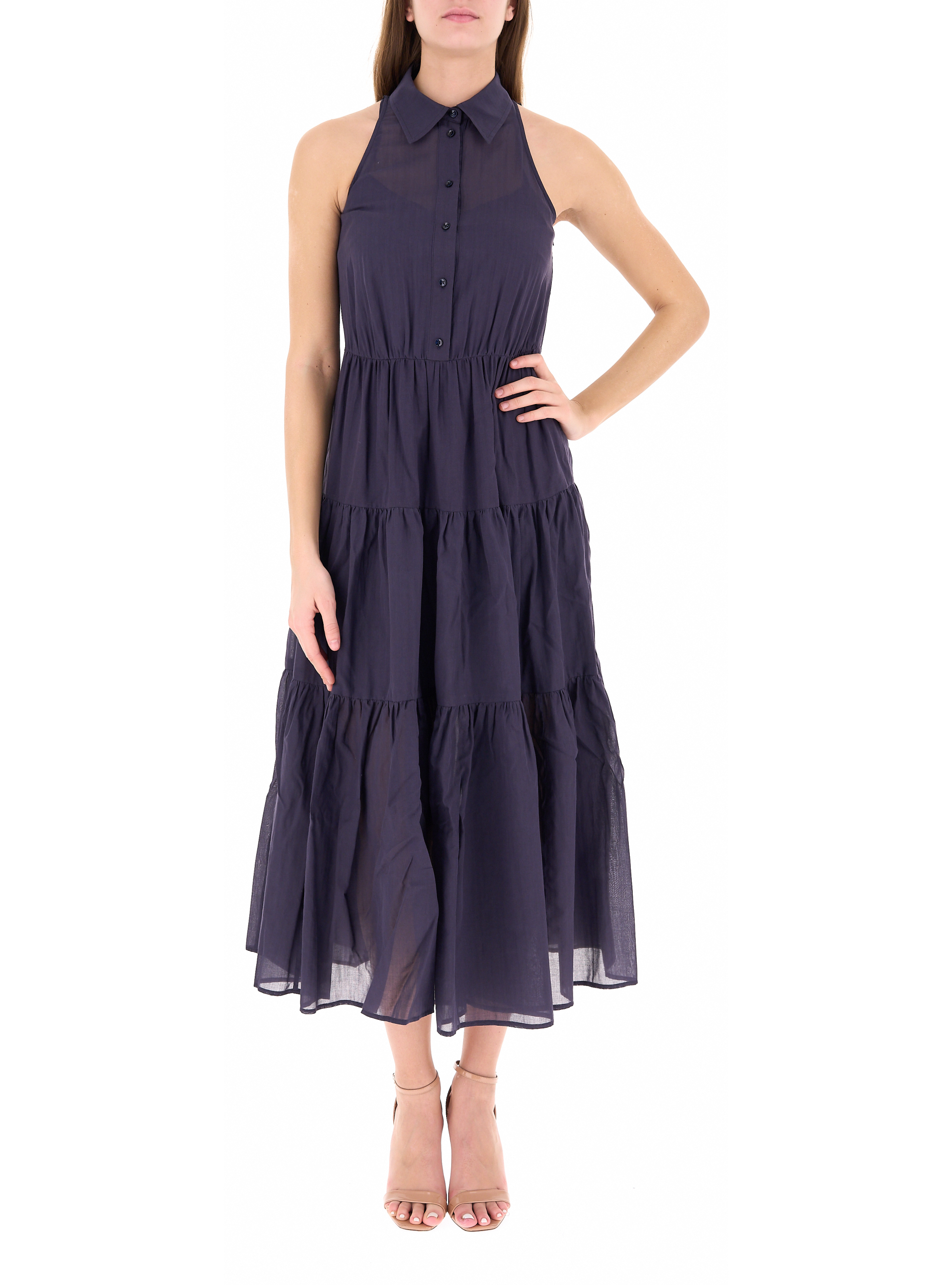 Abito smanicato in cotone BLU NOTTE 42
