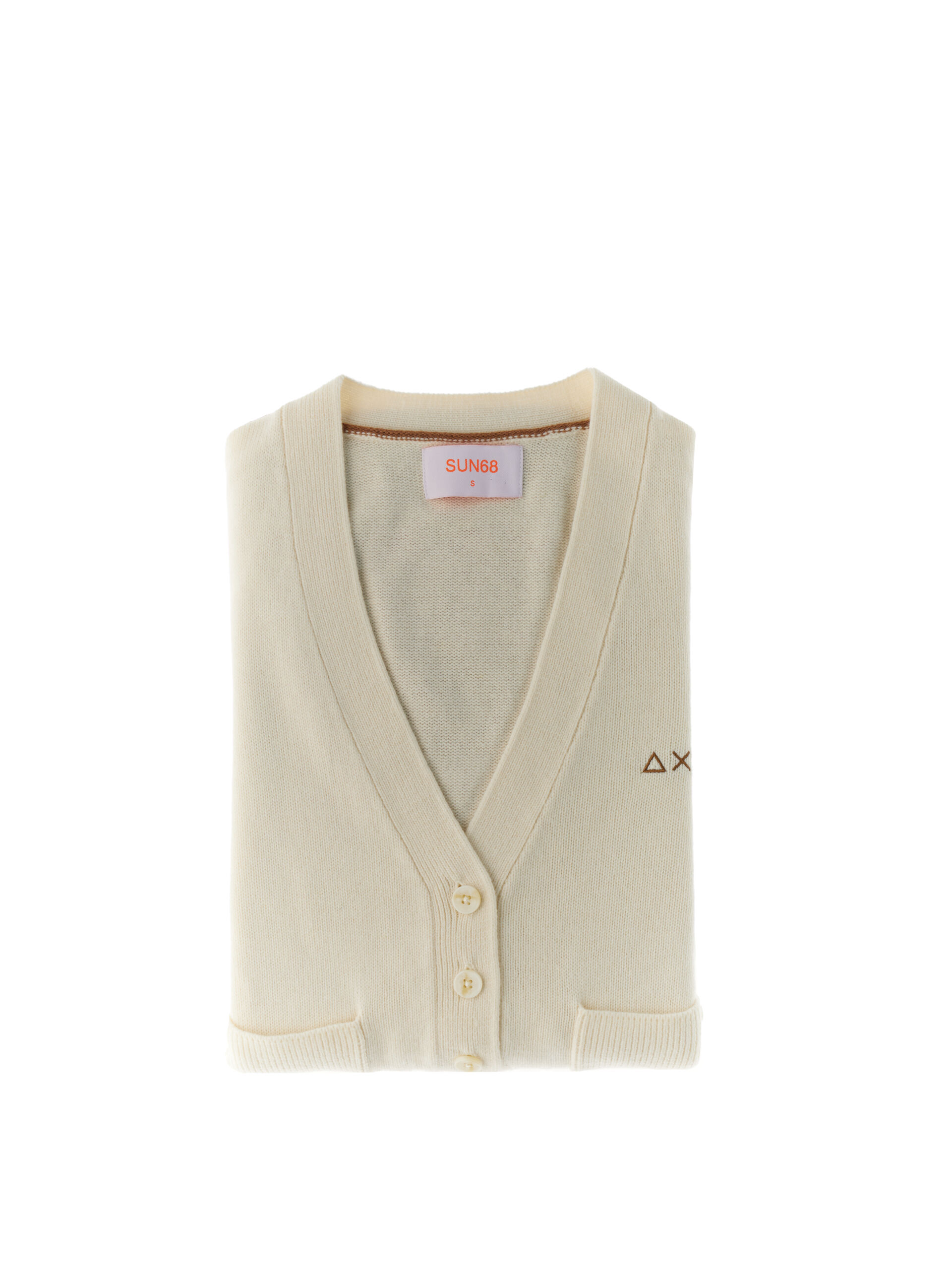 SUN68 Cardigan lana cashmere PANNA