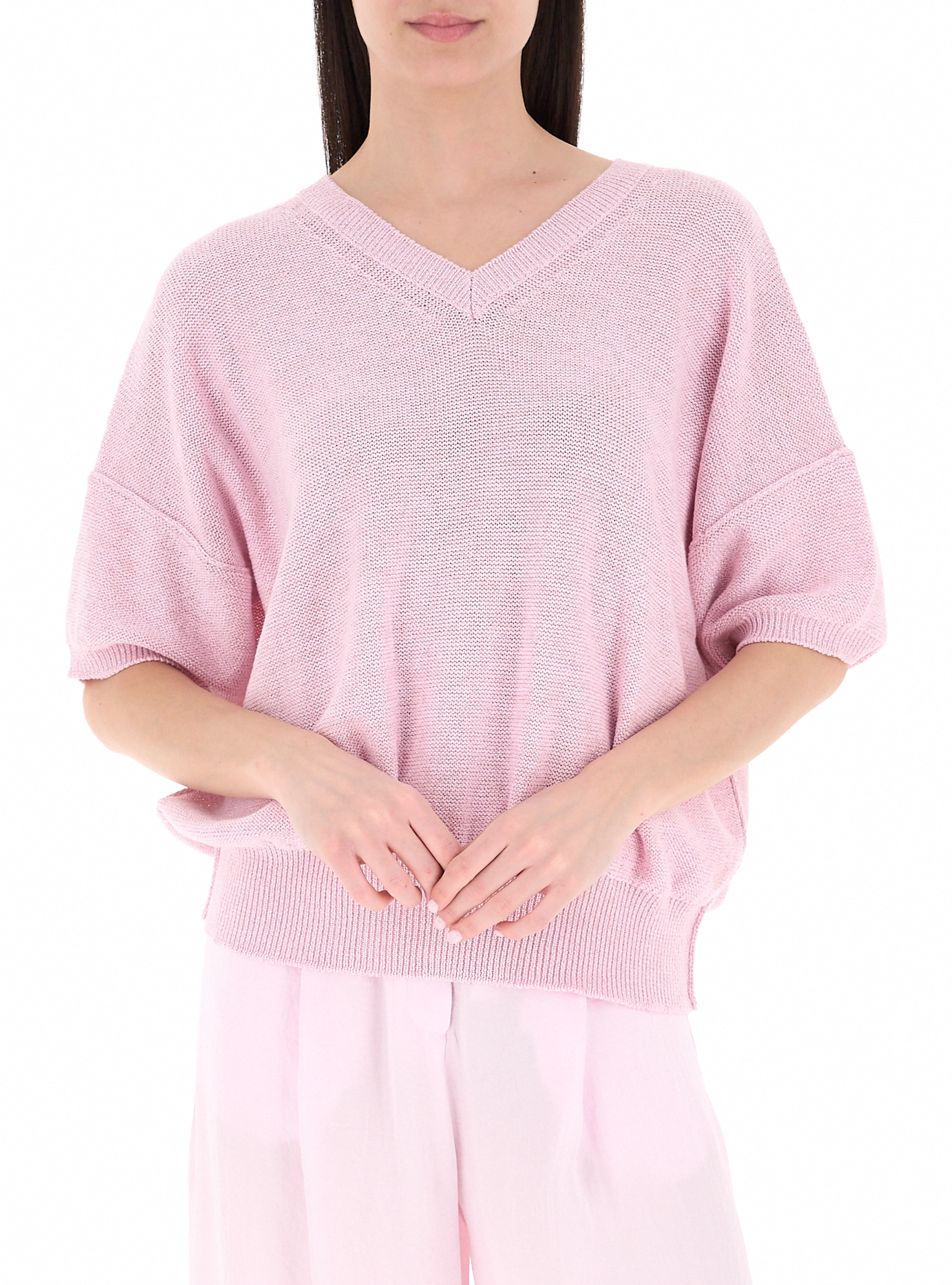 Maglia scollo V MONOCHROME ROSA BABY