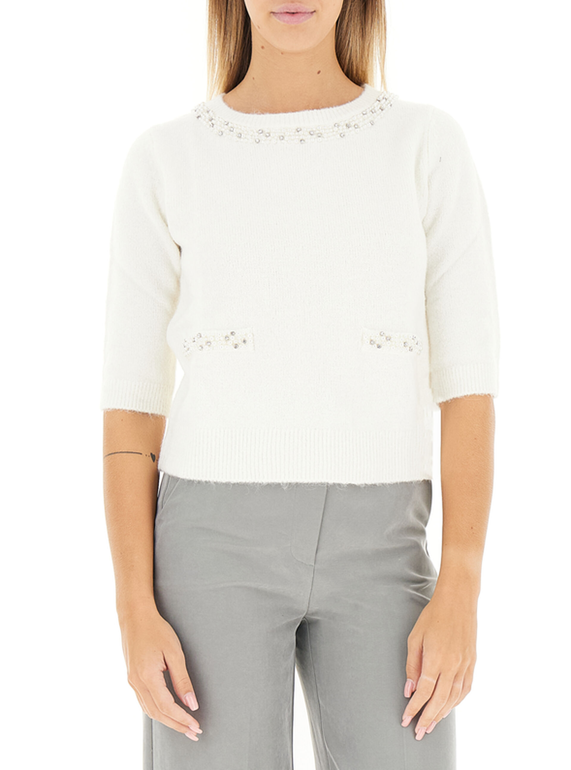 KOCCA Maglia con strass BIANCO L