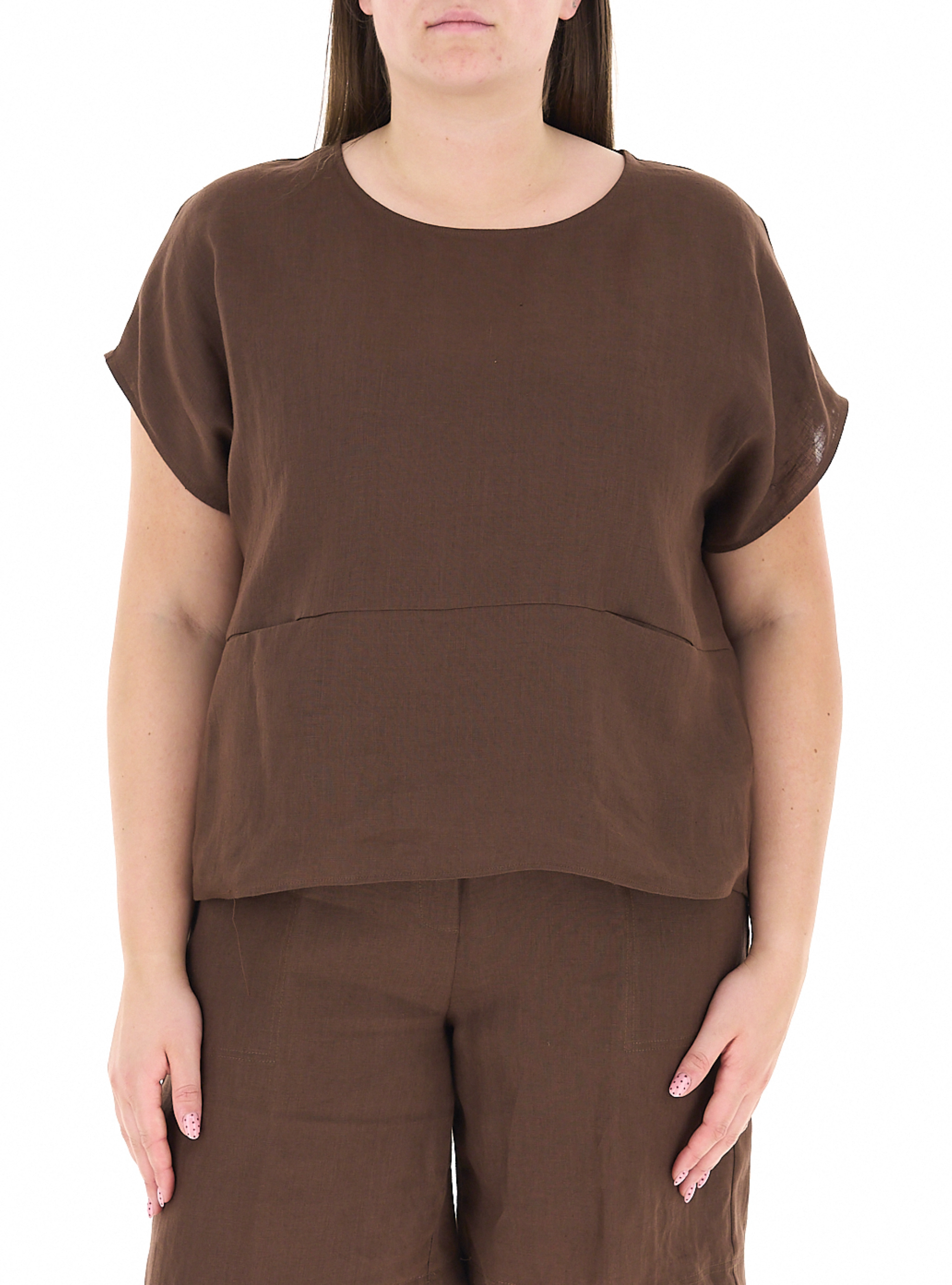 Blusa in lino MARRONE 47