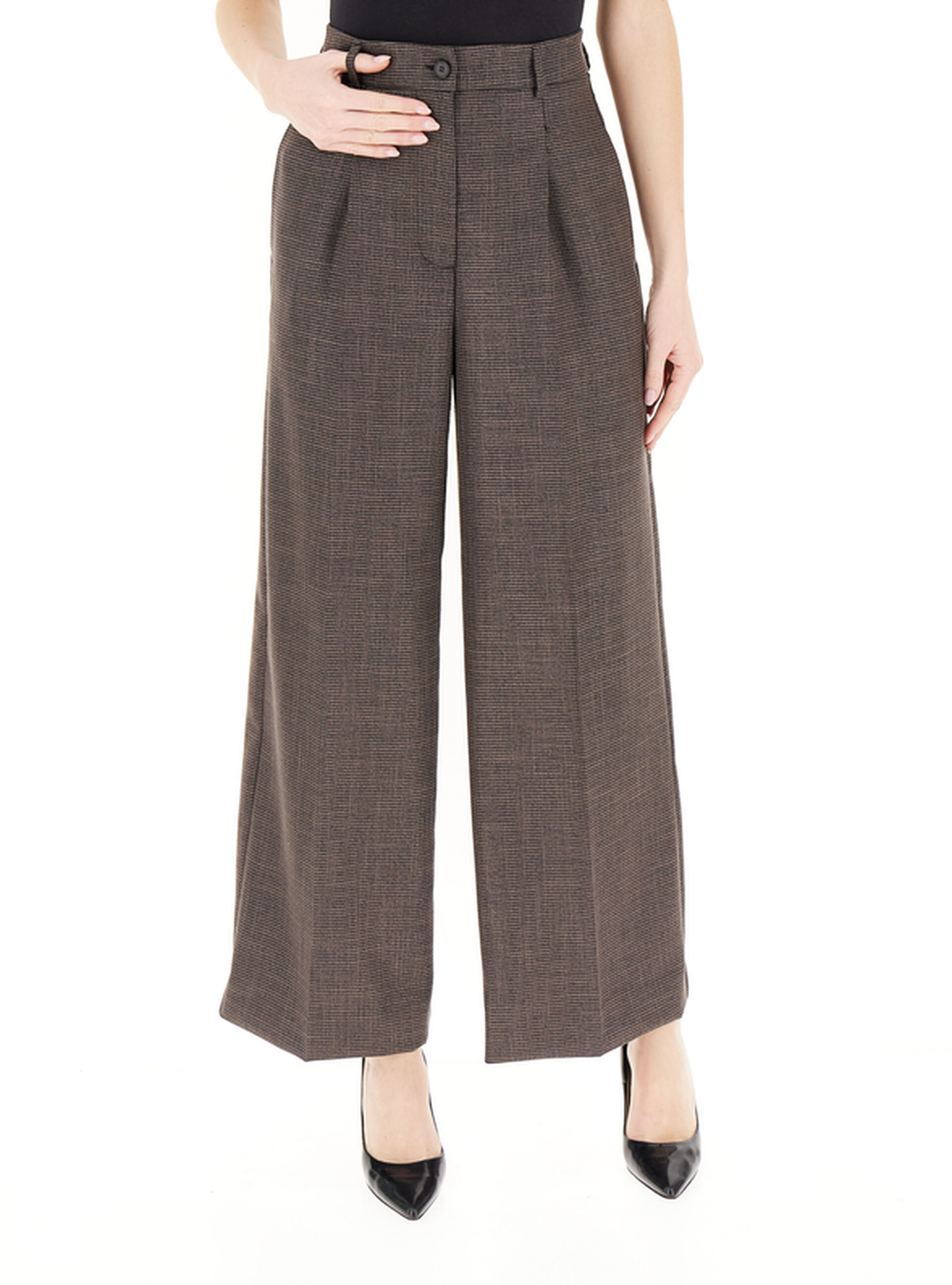 VICOLO Pantalone a palazzo MARRONE