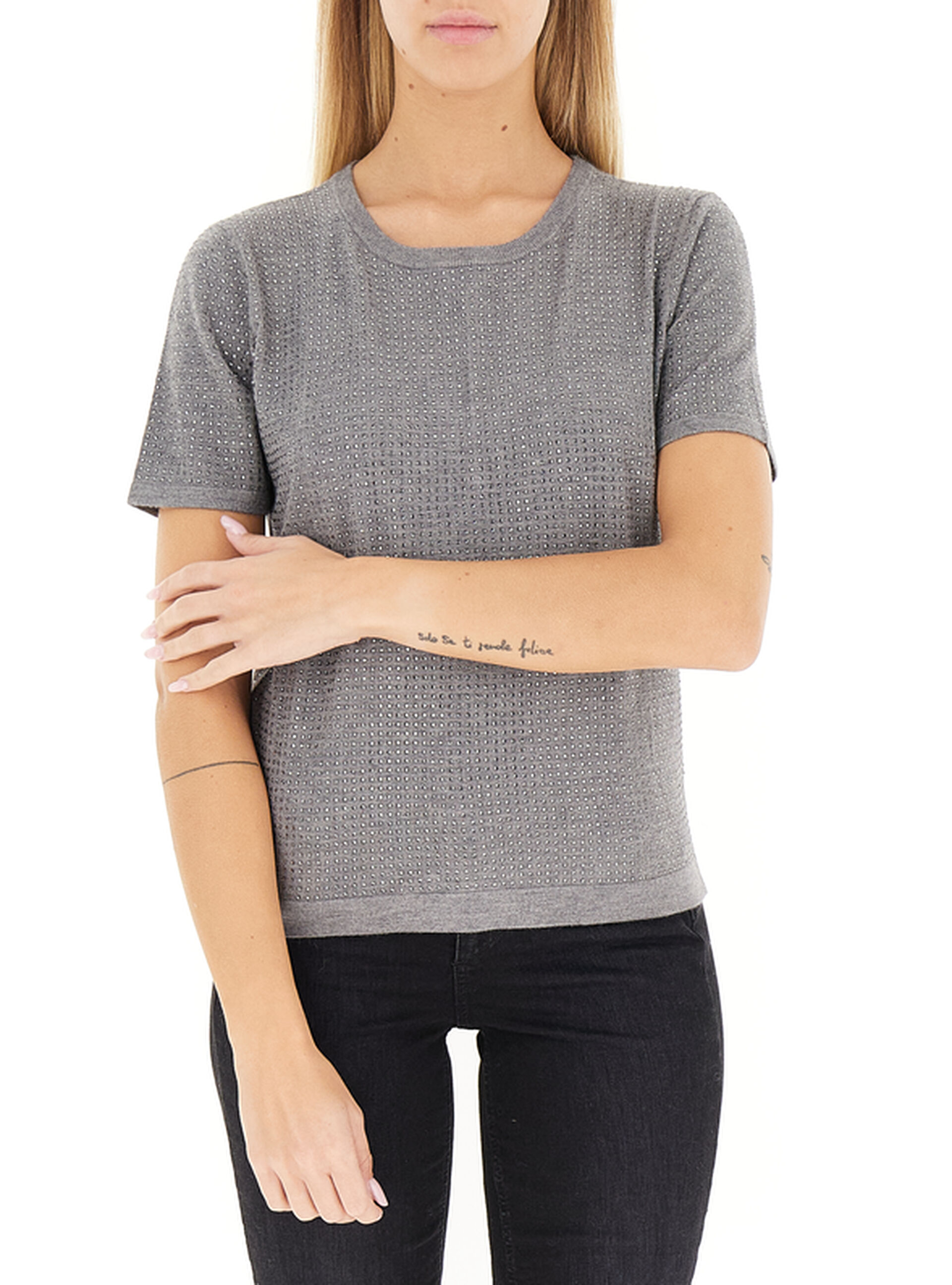T-shirt con strass GRIGIO