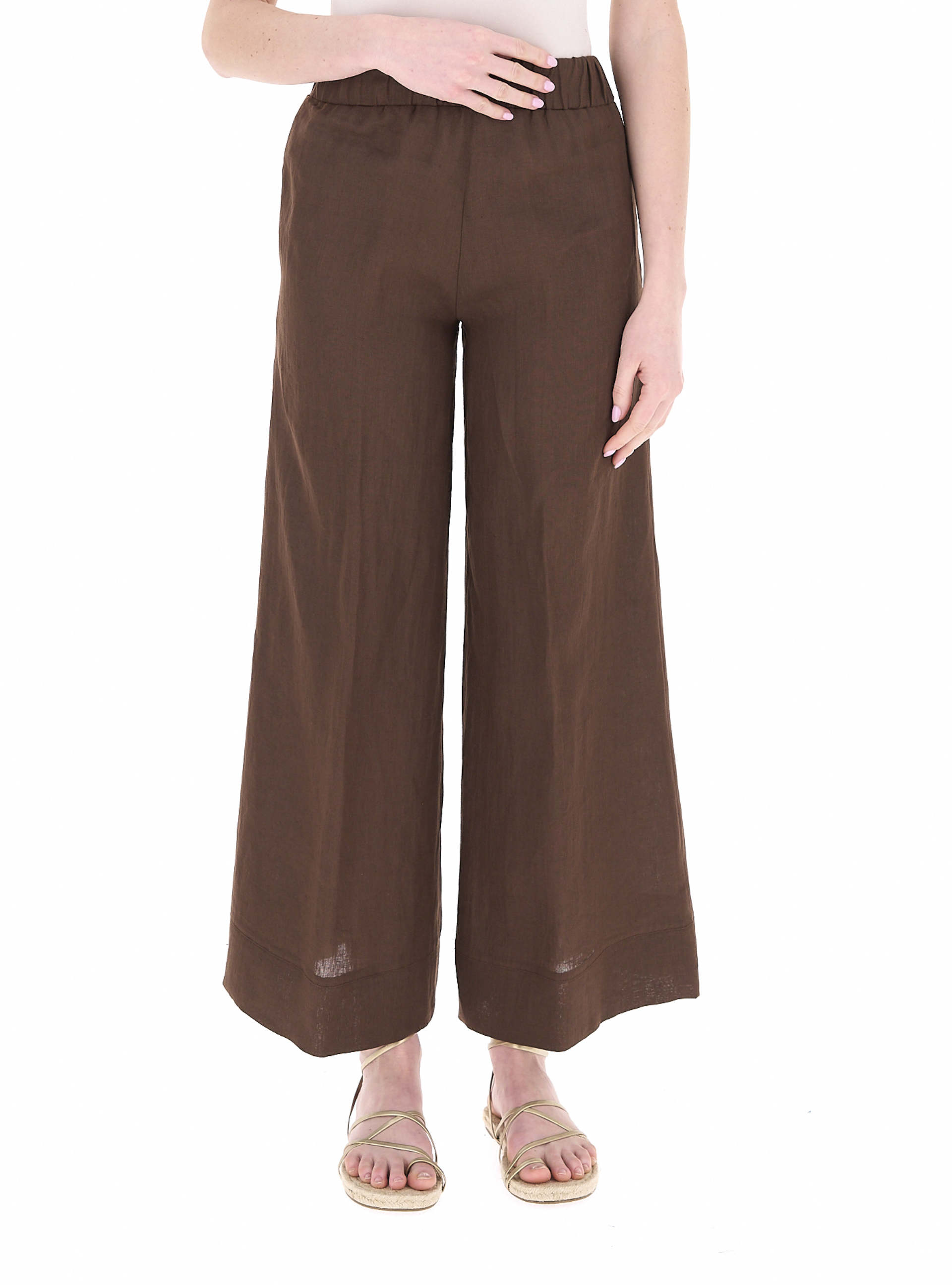 LINKS Pantalone in lino MARRONE