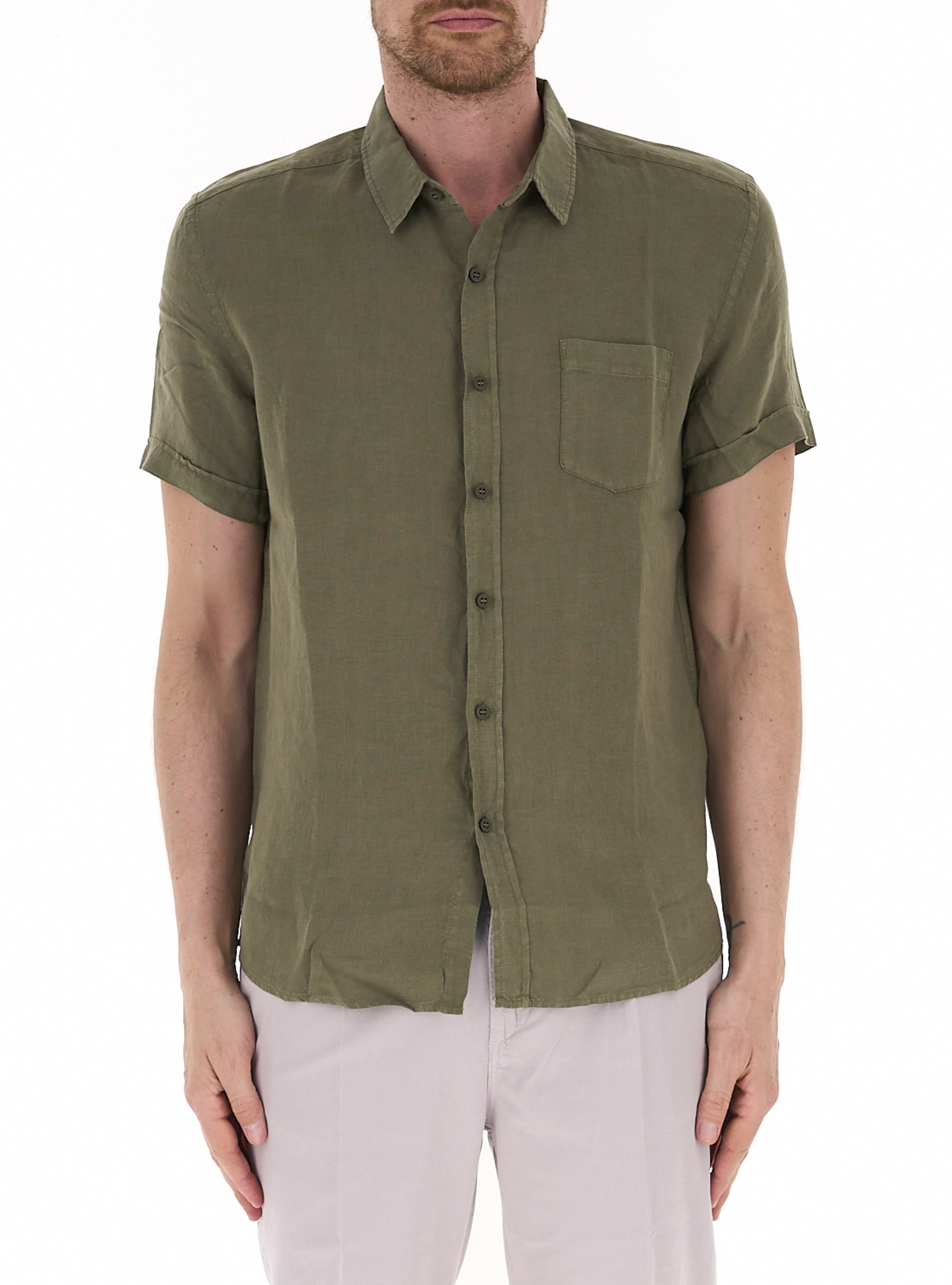 WEFT Camicia in lino VERDE OLIVA