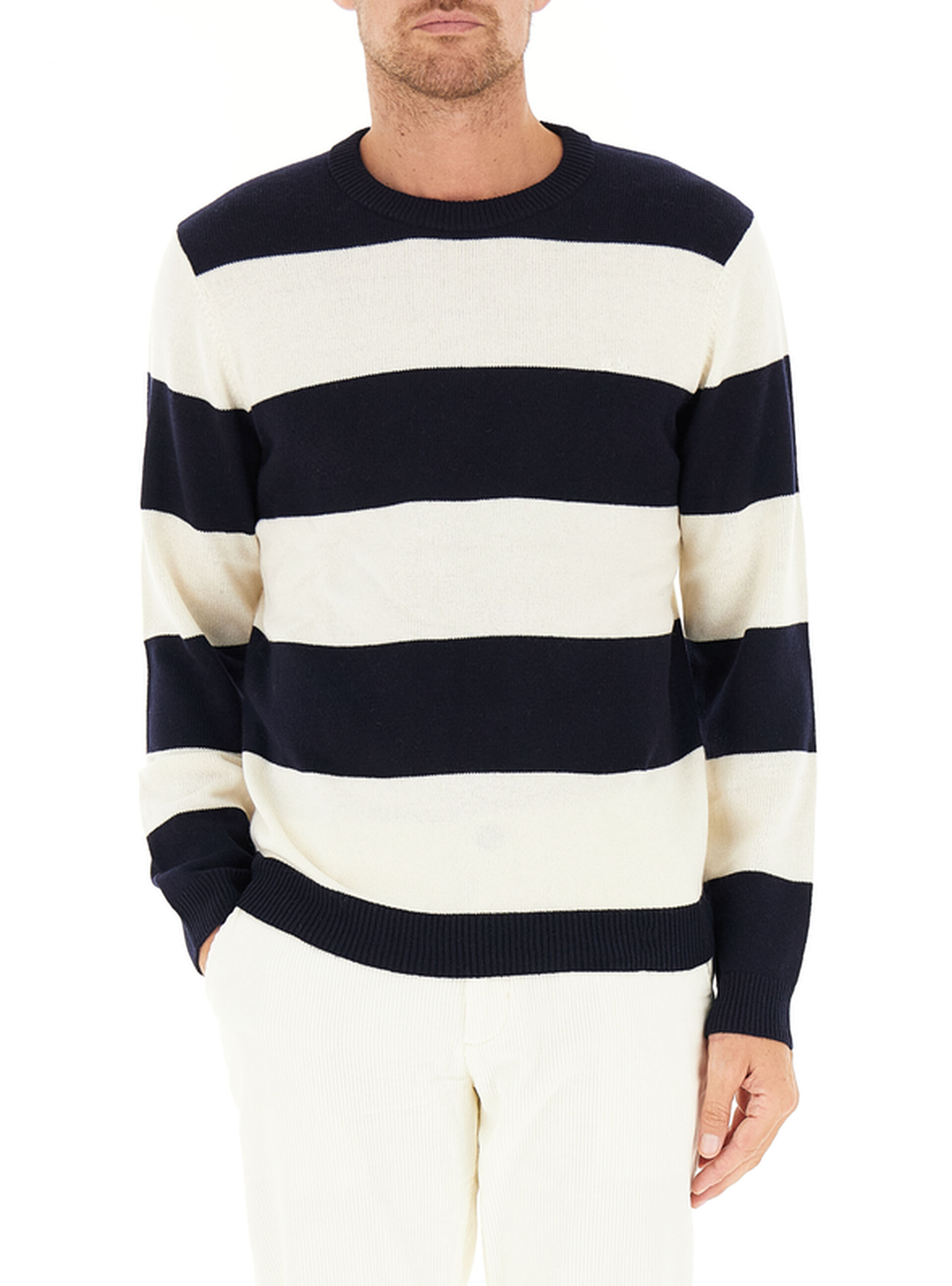 SUN68 Maglione misto lana PANNA