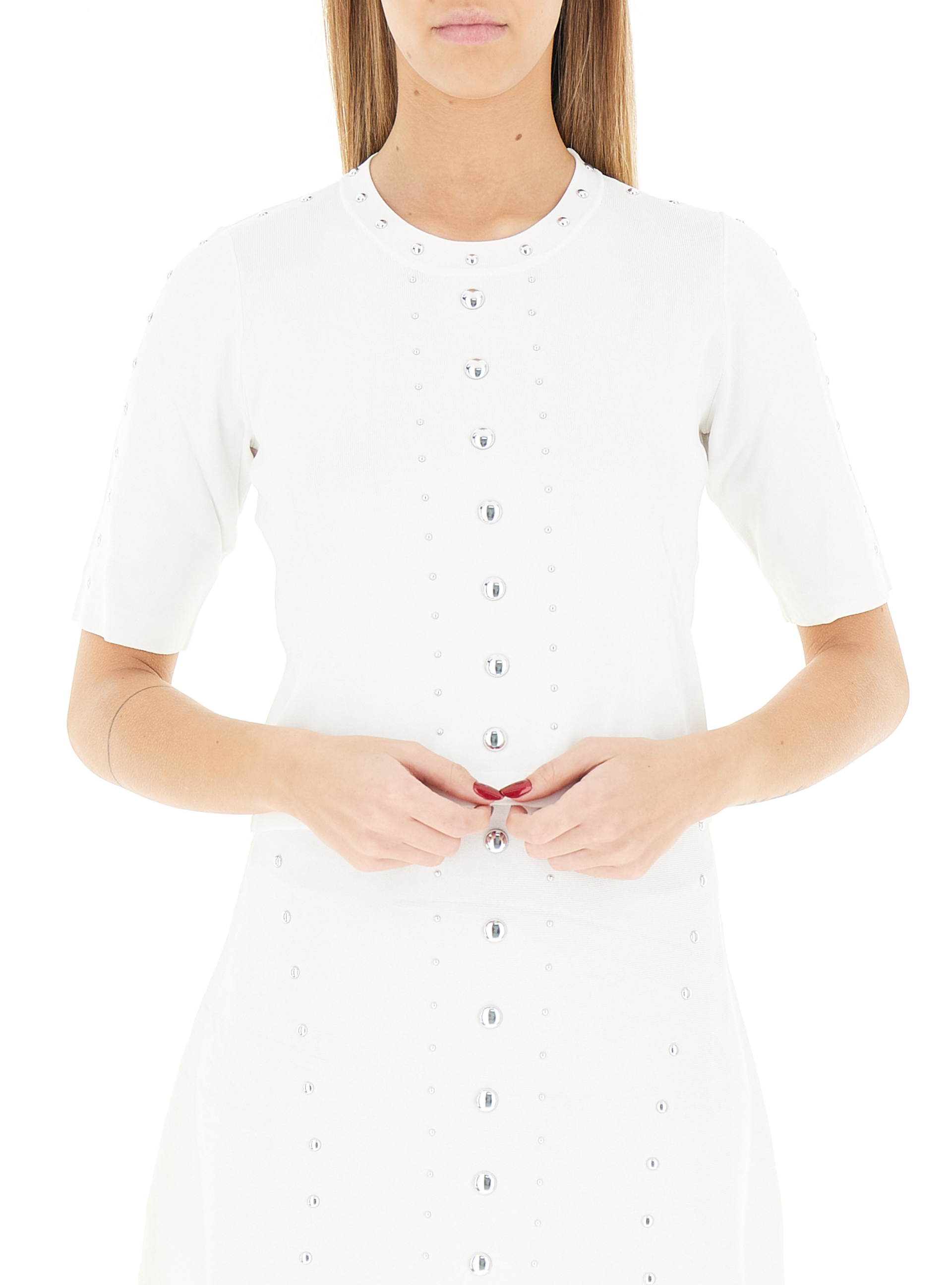 Maglia con borchie LIU JEANS BIANCO
