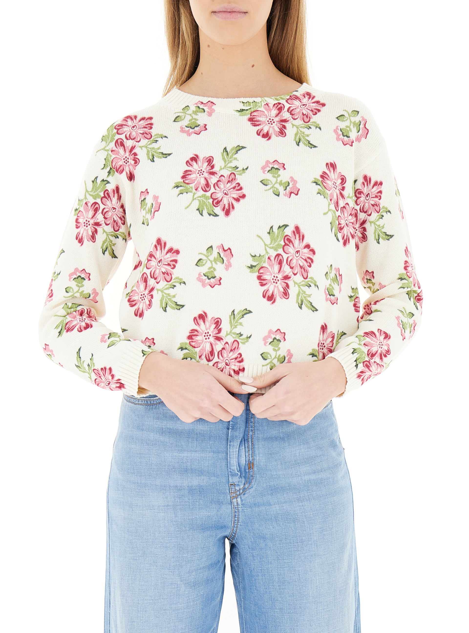 Maglia girocollo cropped PANNA