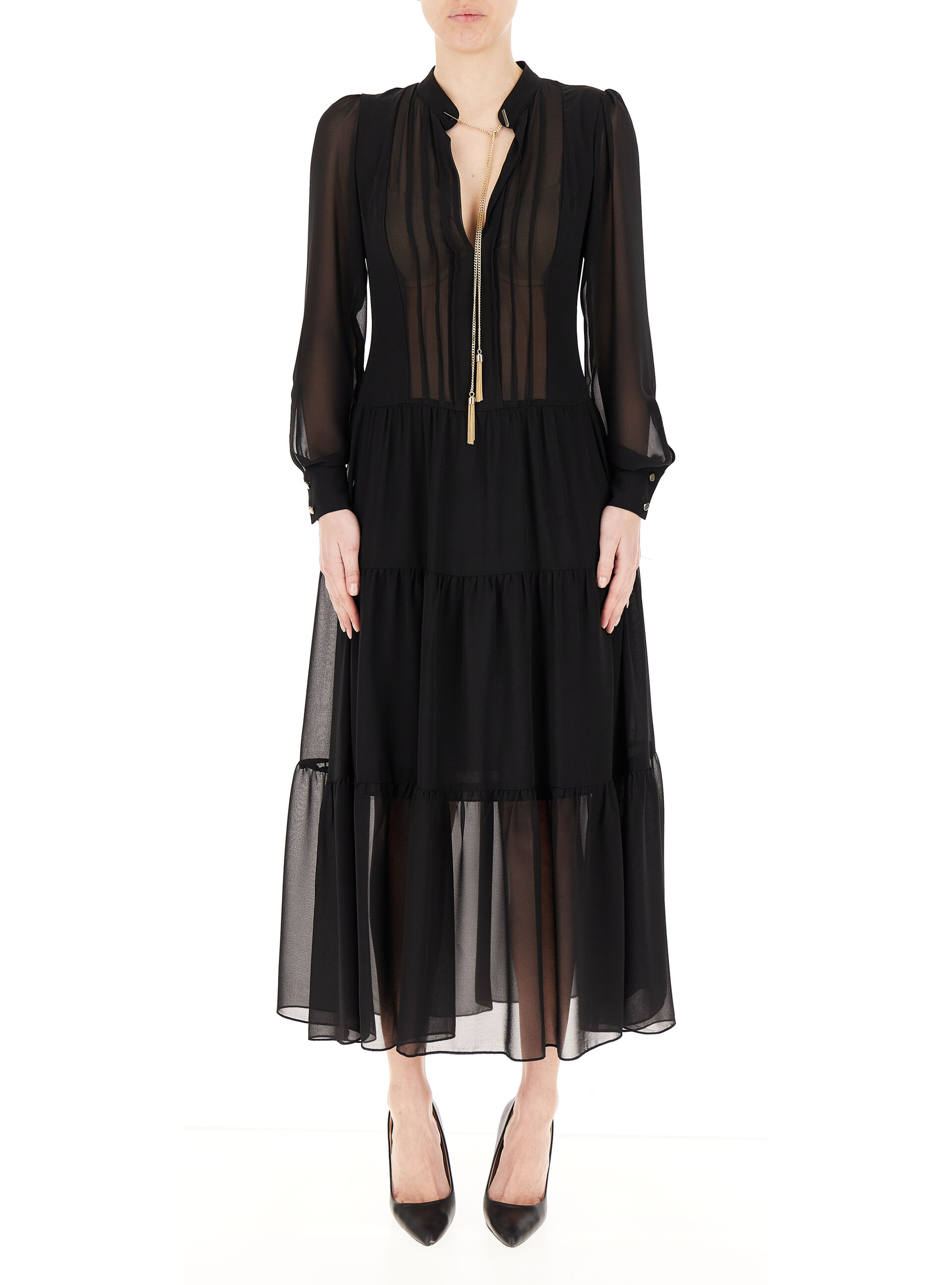 RINASCIMENTO Abito in chiffon NERO