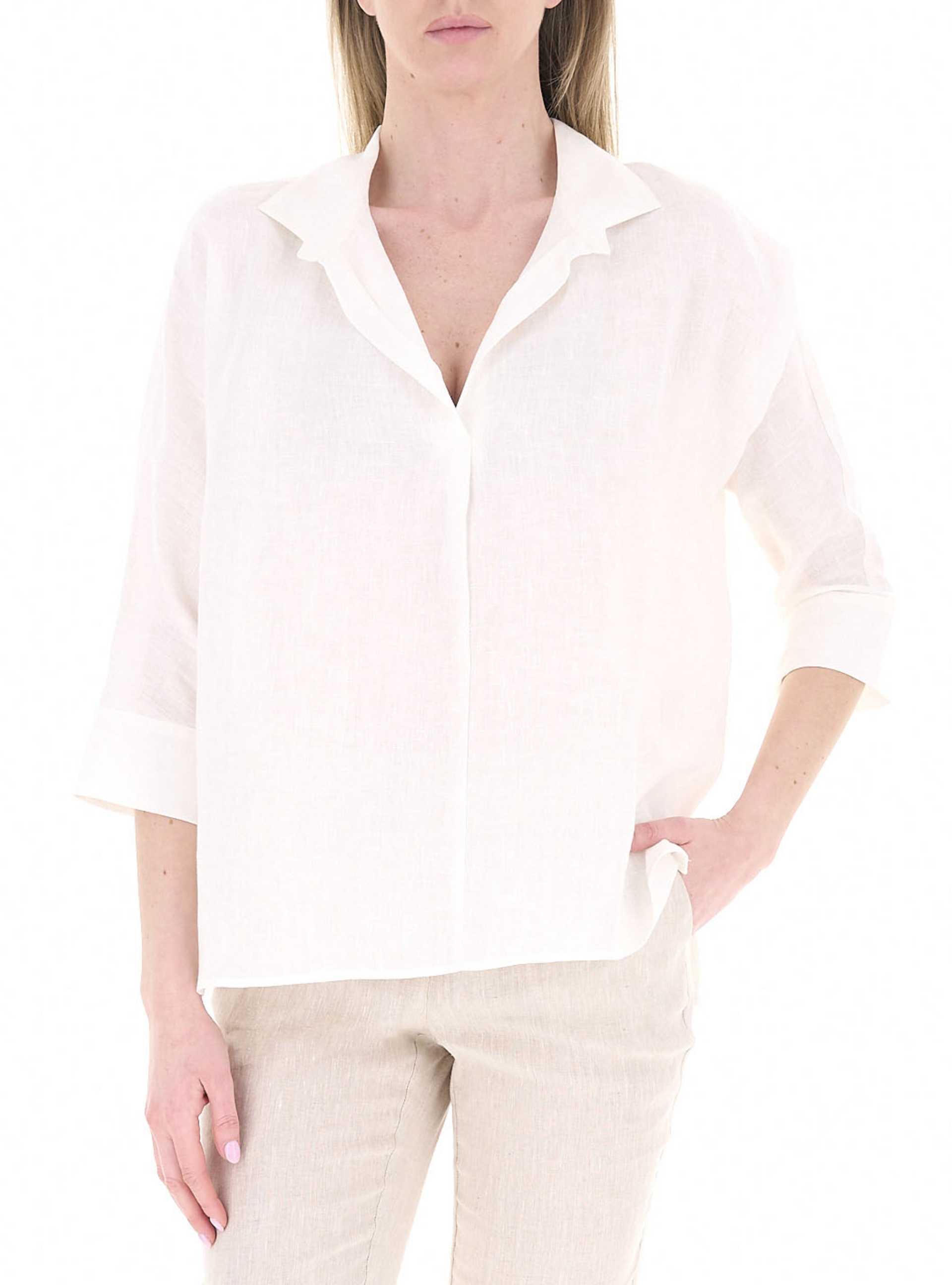 LINKS Blusa in lino PANNA