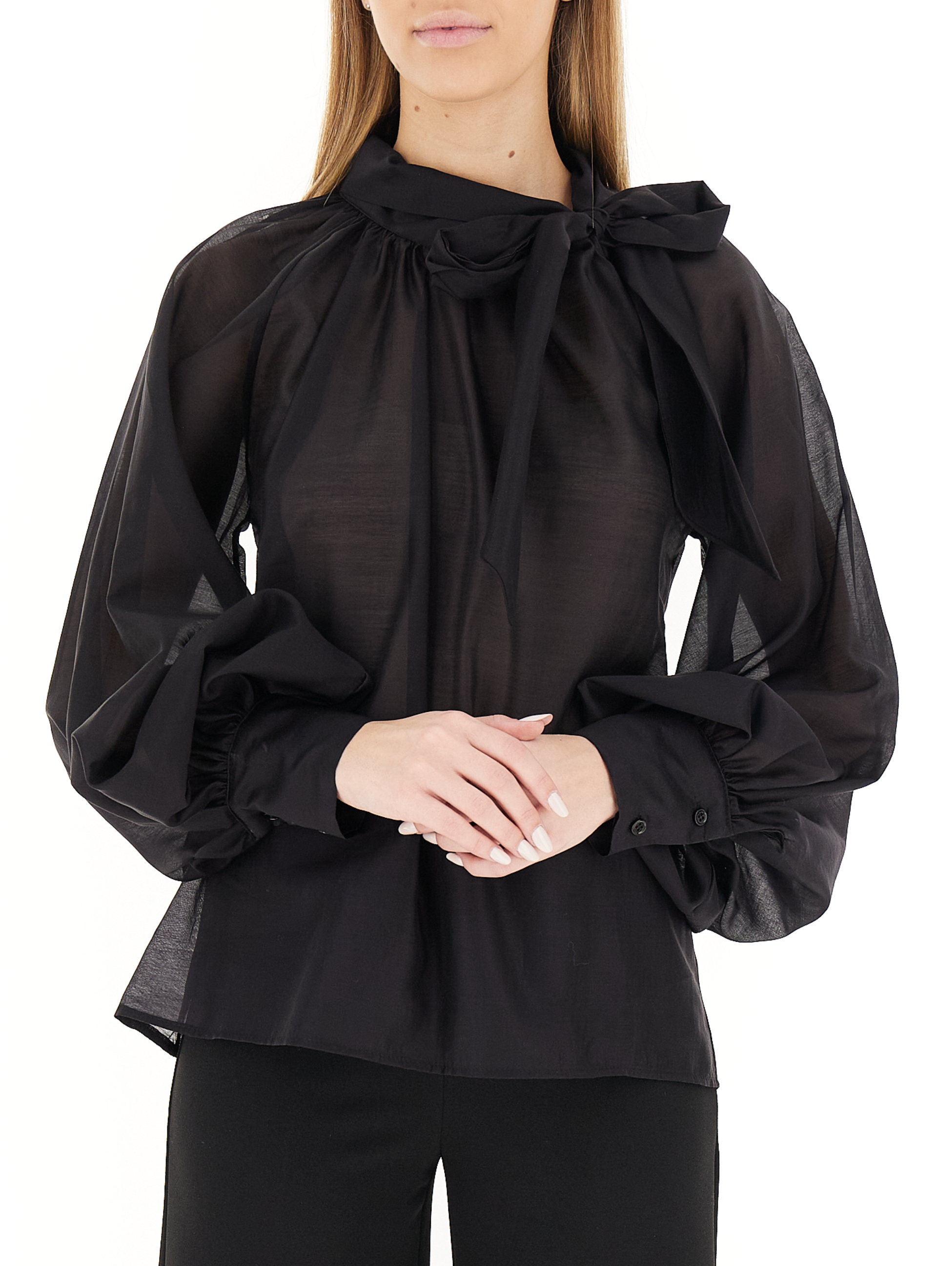 VICOLO Blusa con fiocco NERO