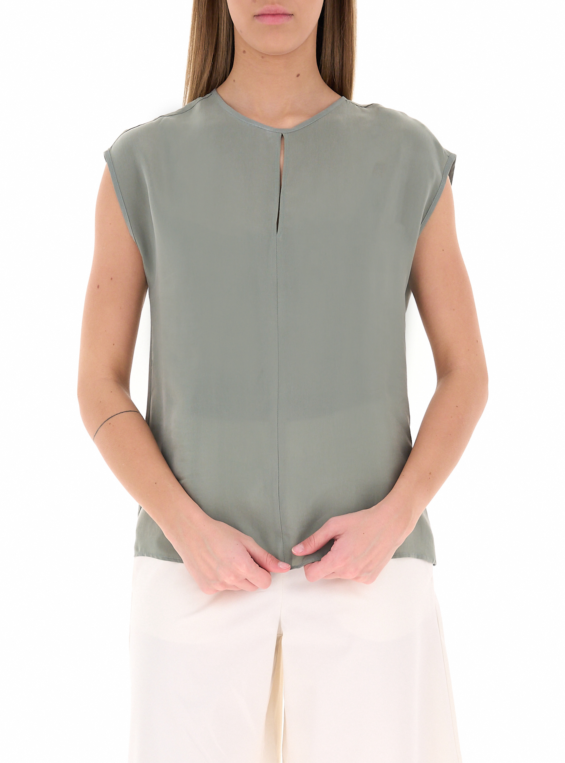 Blusa in cupro GRIGIO TÉ VERDE 40