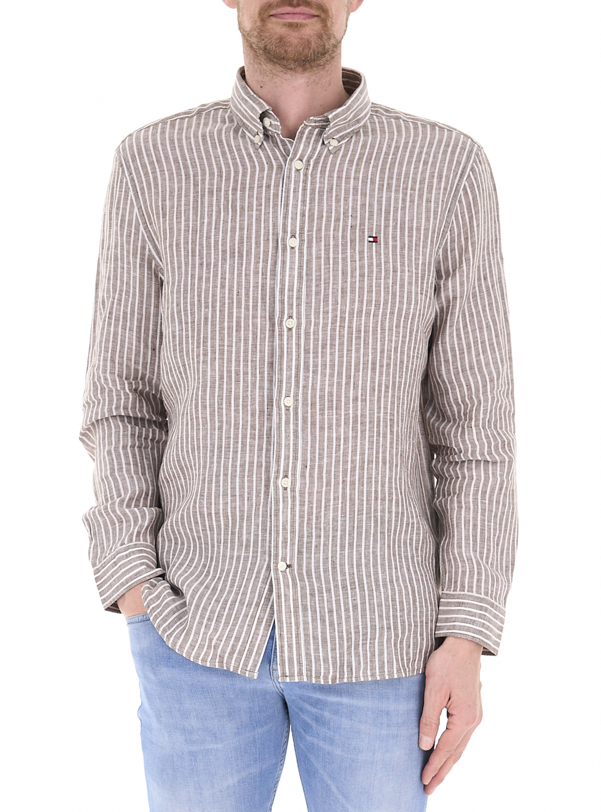 Camicia in lino MARRONE CHIARO