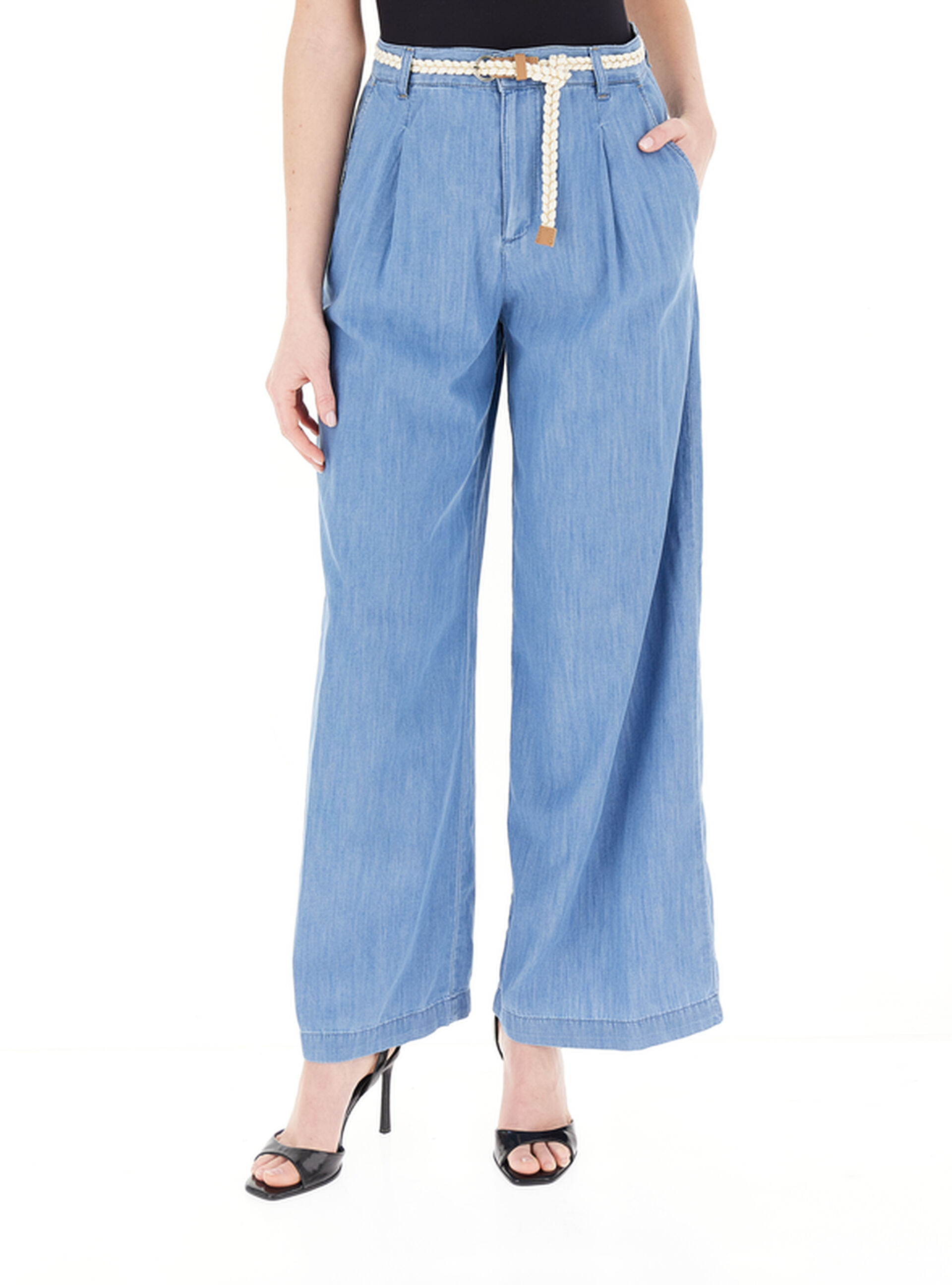 Pantalone a palazzo AZZURRO OXFORD
