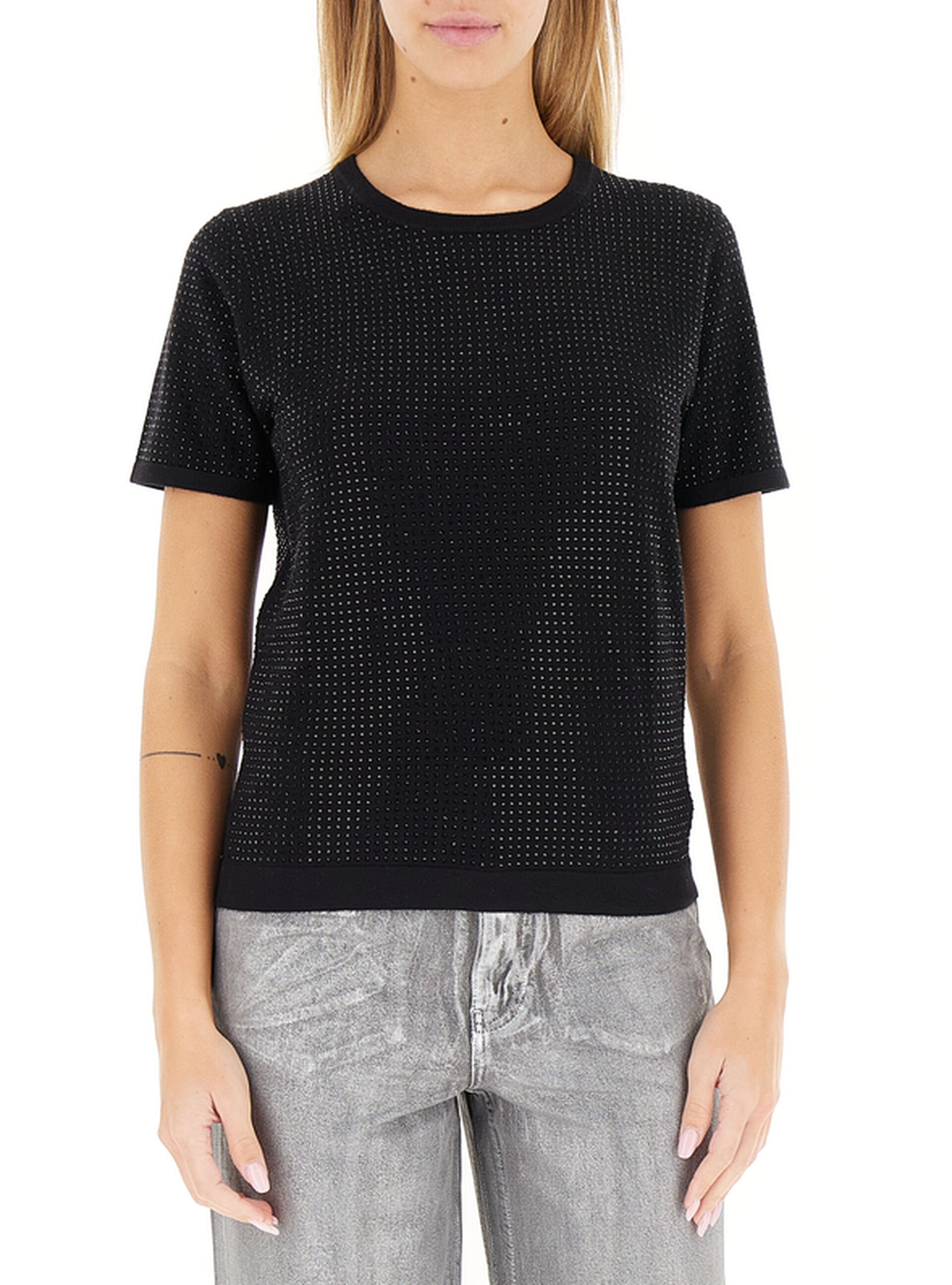 FRACOMINA T-shirt con strass NERO